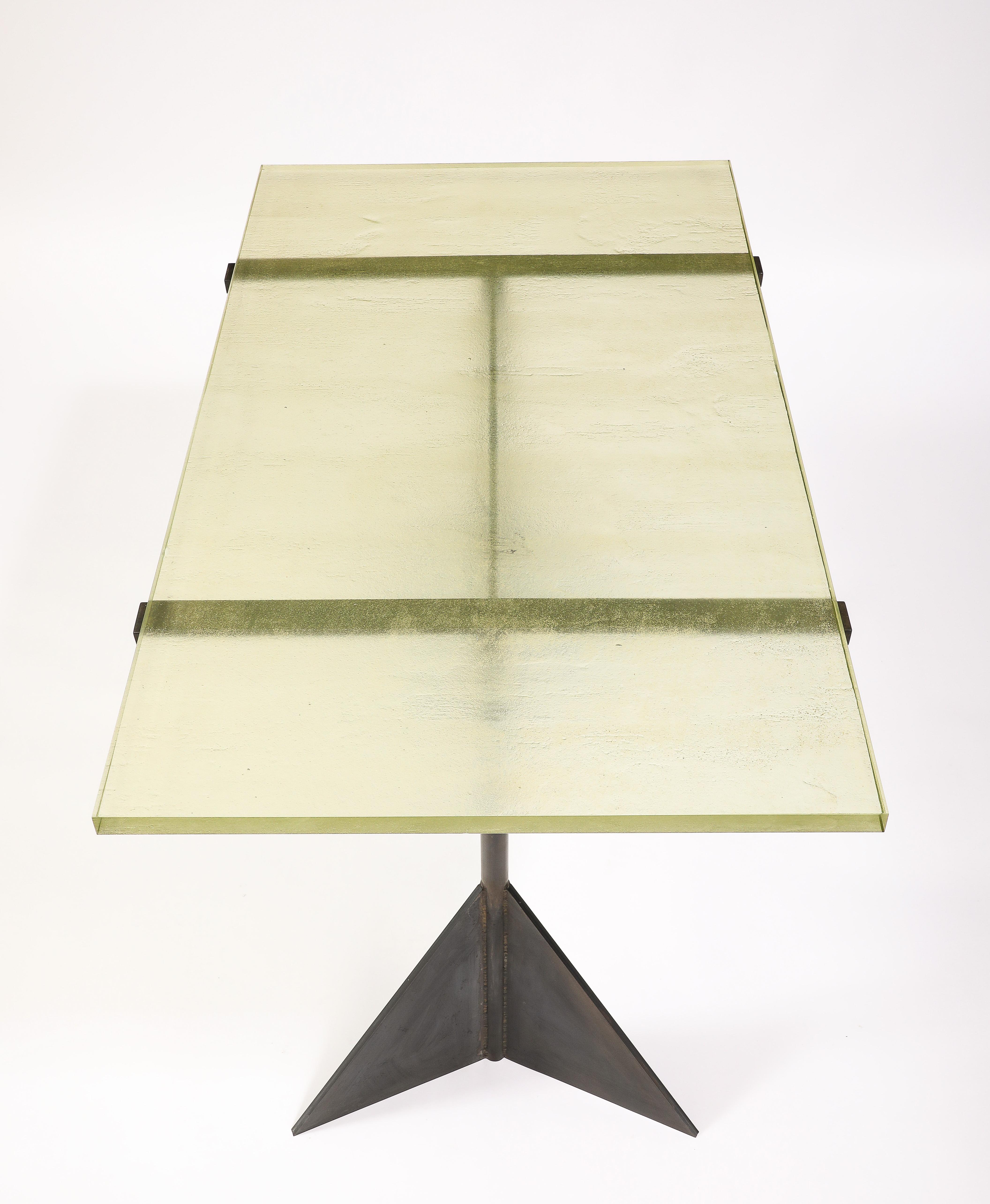 Saint Gobain Steel Table, France 1940's For Sale 6