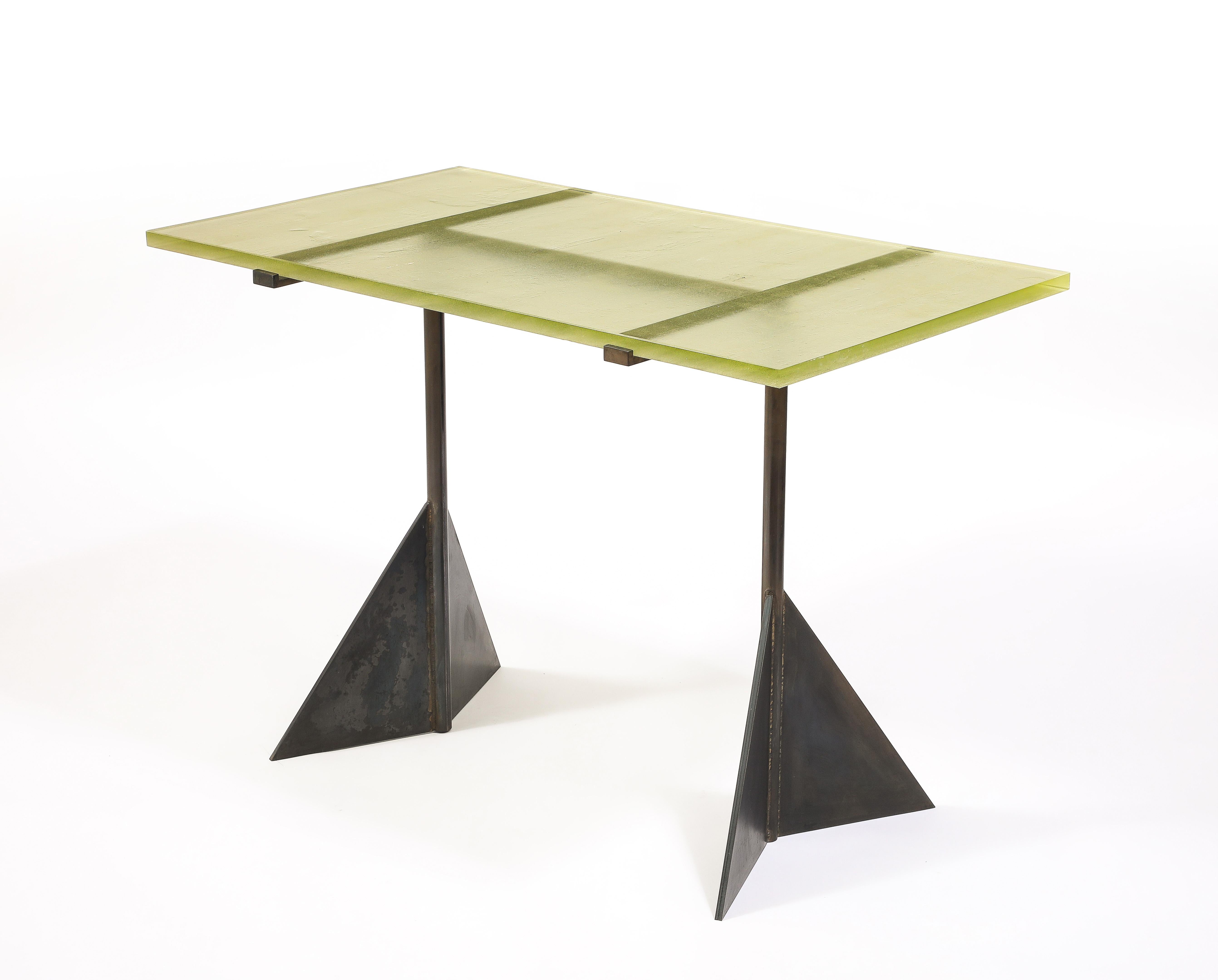 20th Century Saint Gobain Steel Table, France 1940's For Sale
