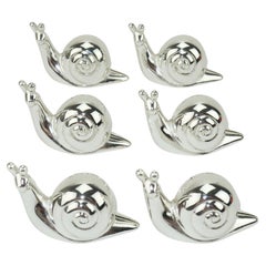 Saint Hilaire French Silverplate Snail Place Card Holders, Set 6