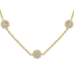 Five Moons Round Cut Diamonds Luxury Yellow Gold Choker Necklace