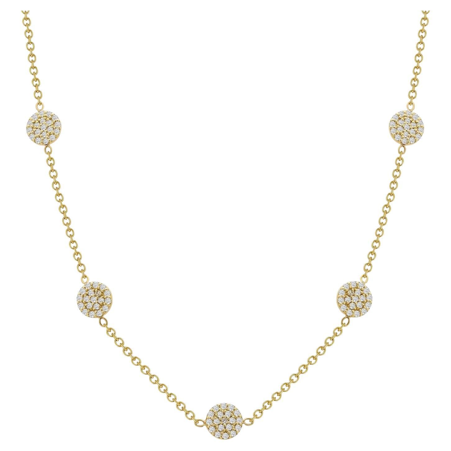 Five Moons Round Cut Diamonds Luxury Yellow Gold Choker Necklace For Sale