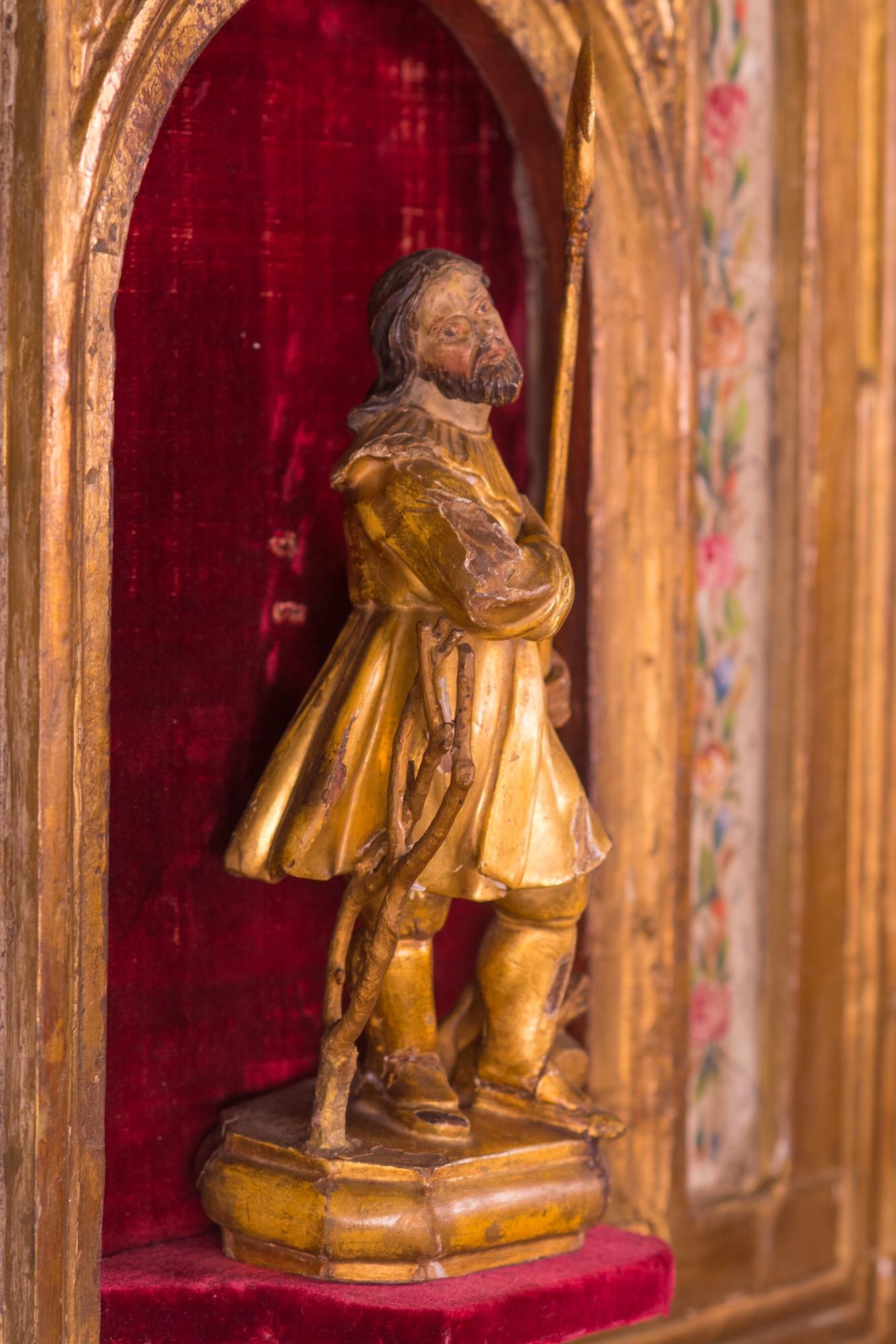 16. Jahrhundert, Heiliger Isidore, Förderer des Bauern- und Gartenbaus, geschnitztes Holz (Renaissance)
