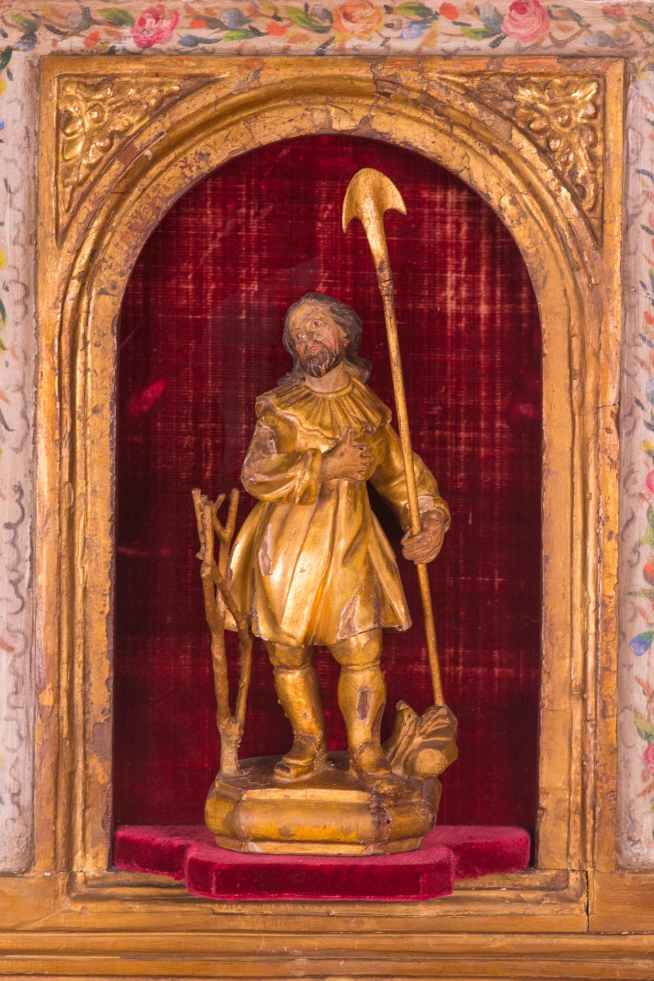 Spanish 16th Century, Saint Isidore, Patron of Farming and Gardening, Carved-Wood For Sale