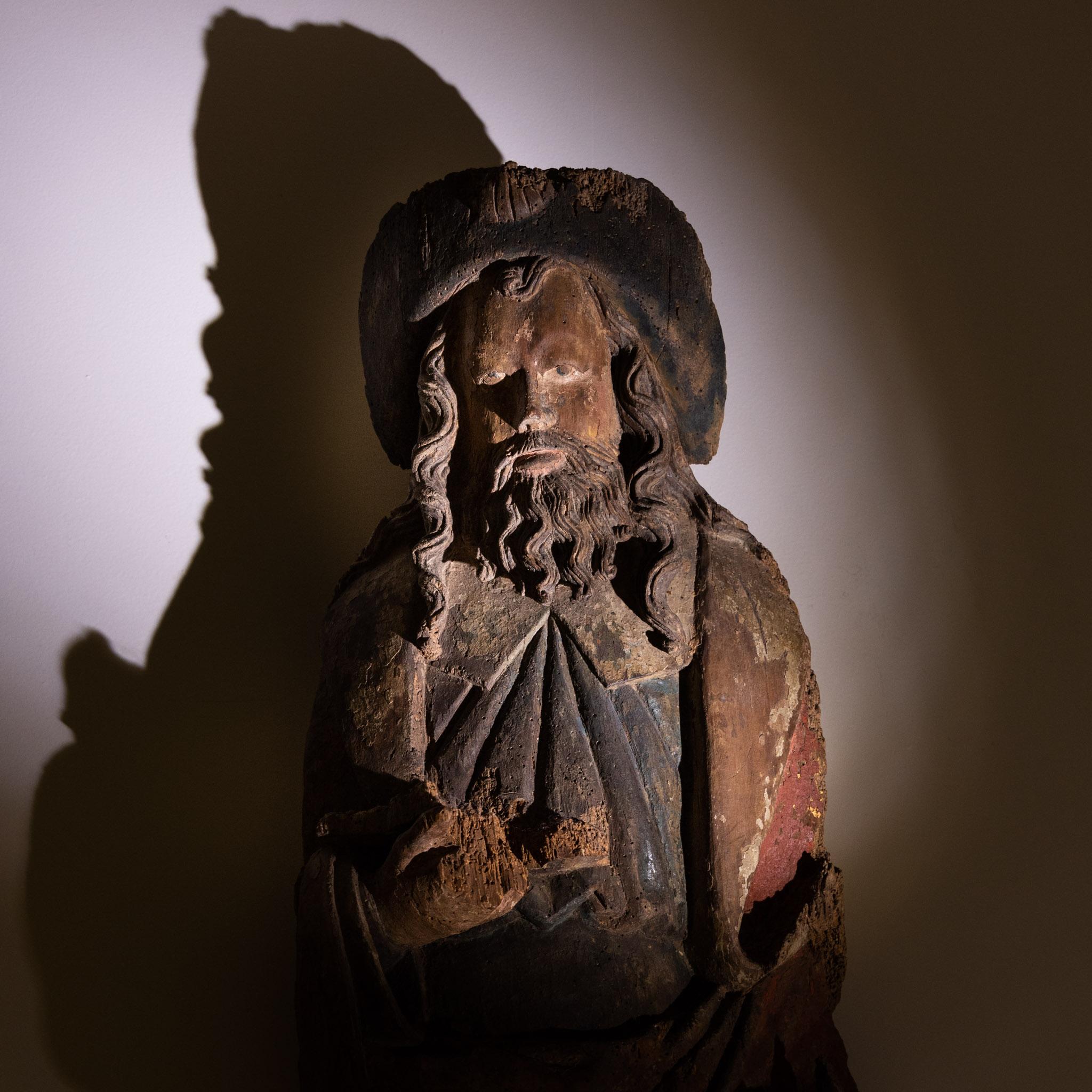 Sculpture of Saint Jacob, carved and painted wood, 16th Century 2