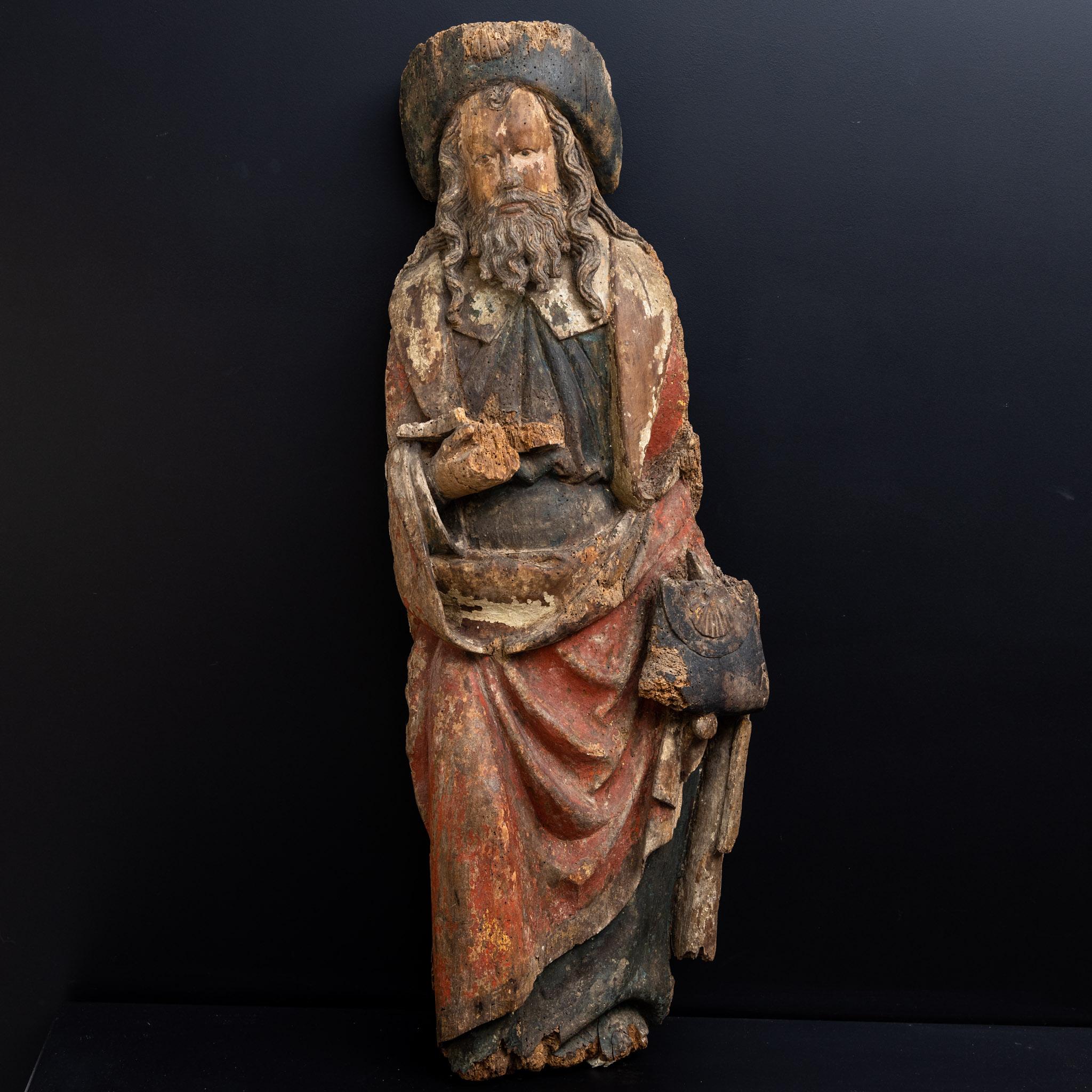 Sculpture of Saint Jacob, carved and painted wood, 16th Century 4