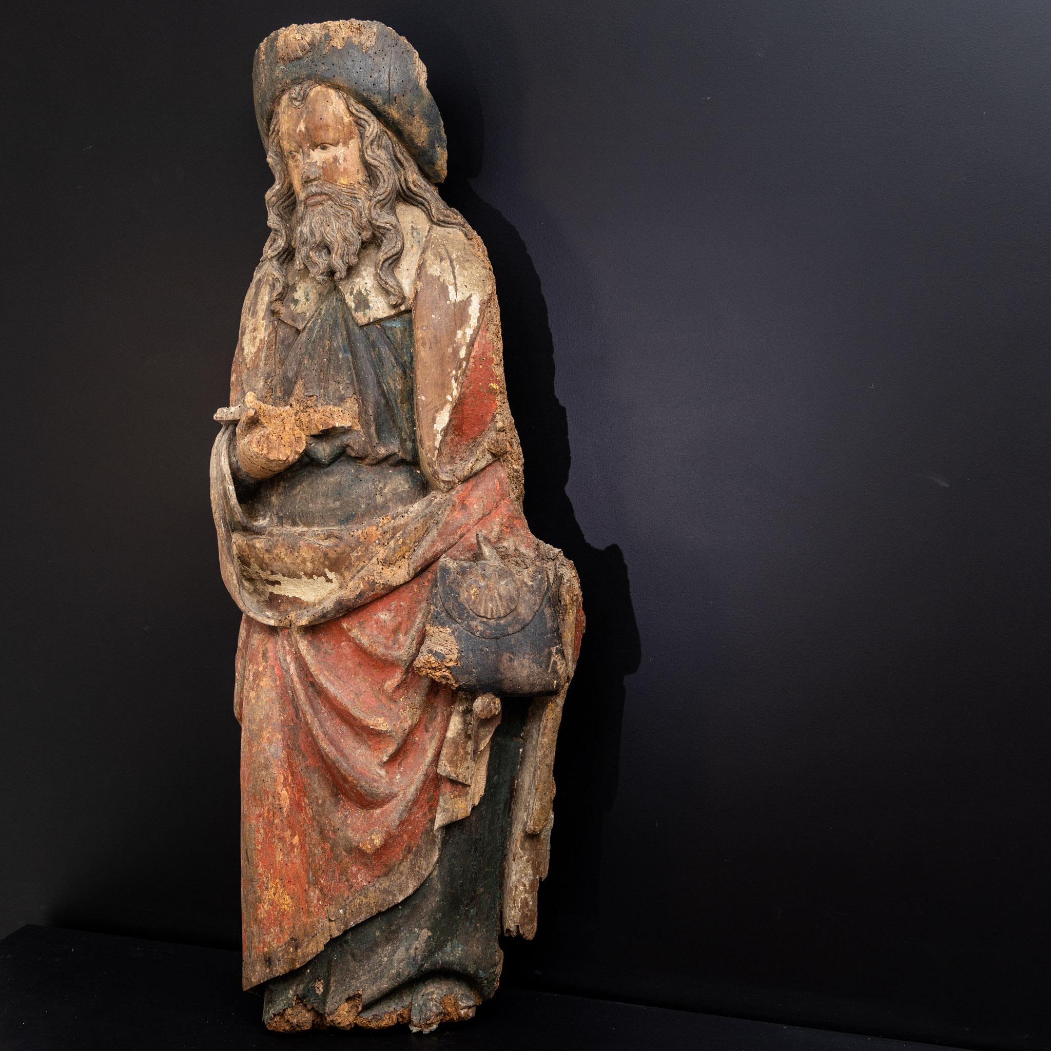 Sculpture of Saint Jacob, carved and painted wood, 16th Century 6