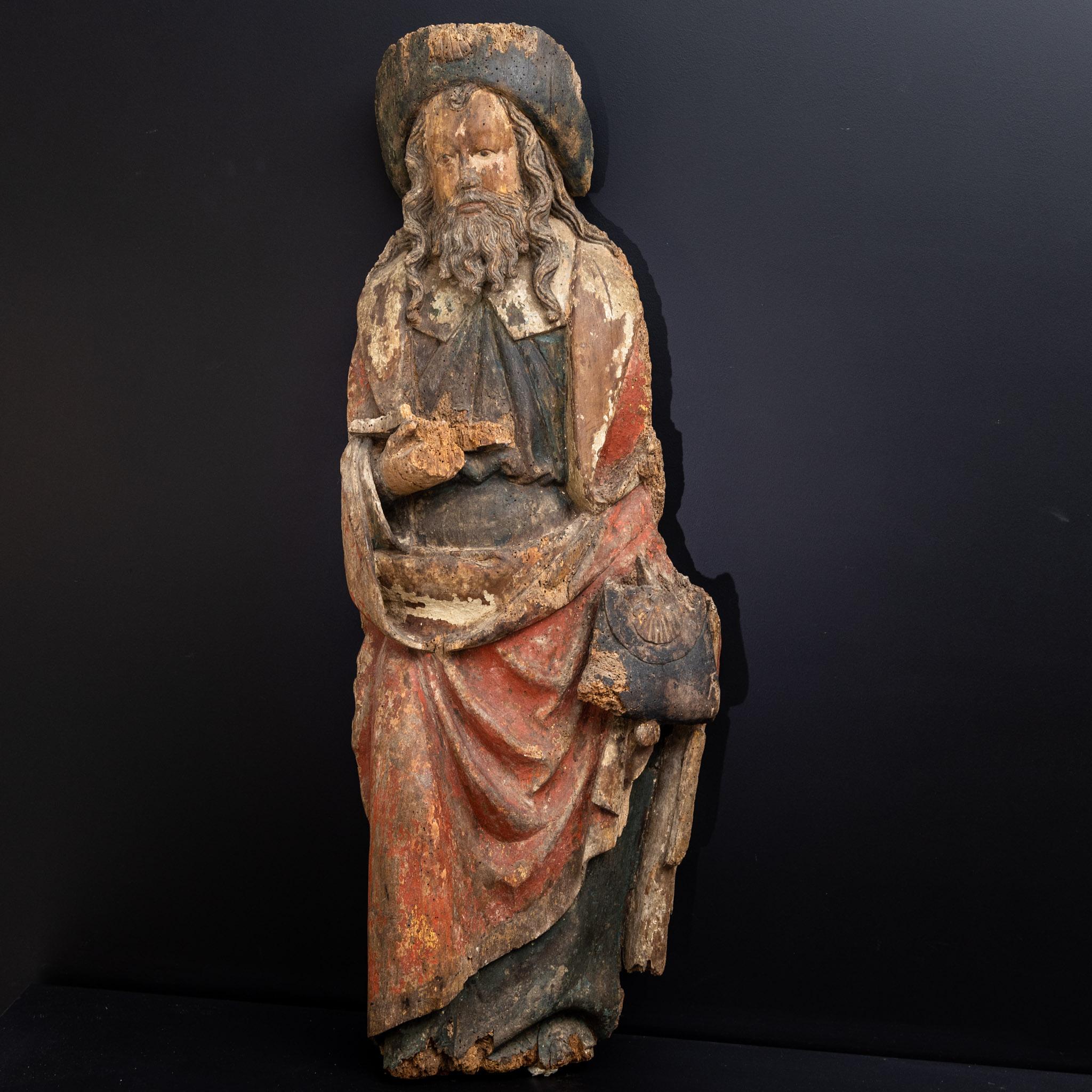 Sculpture of Saint Jacob, carved and painted wood, 16th Century 7