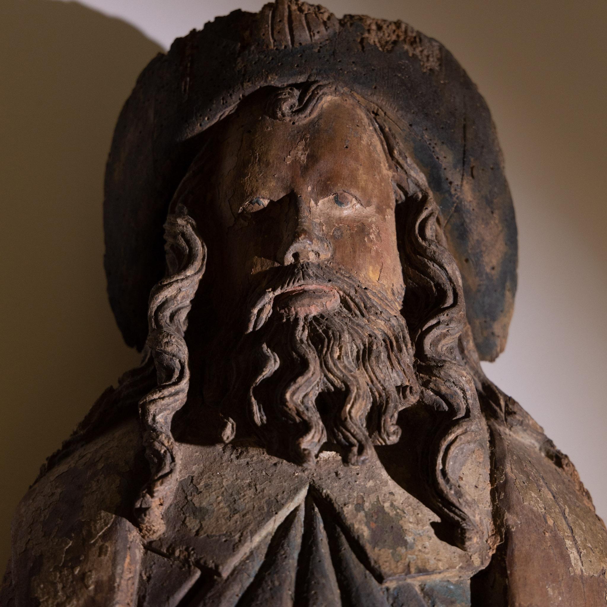 18th Century and Earlier Sculpture of Saint Jacob, carved and painted wood, 16th Century