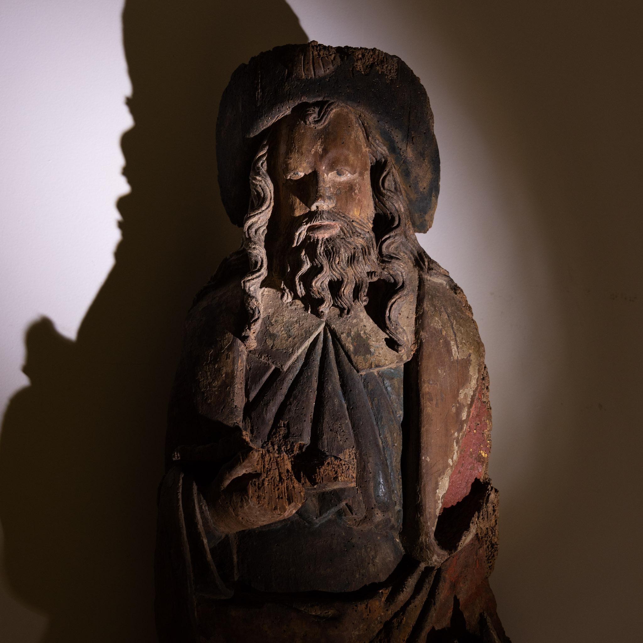 Sculpture of Saint Jacob, carved and painted wood, 16th Century 1