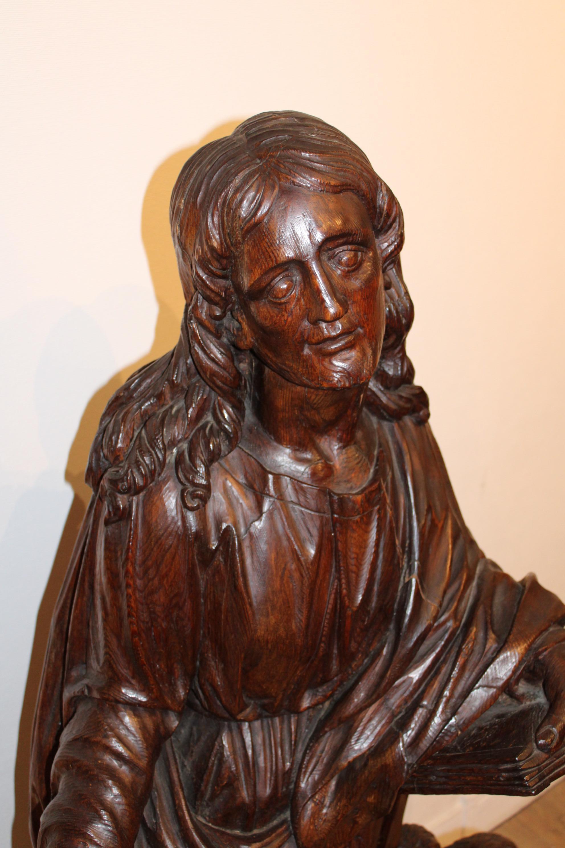 Saint-Jean, Carved Wood, France 17th In Good Condition In Paris, FR