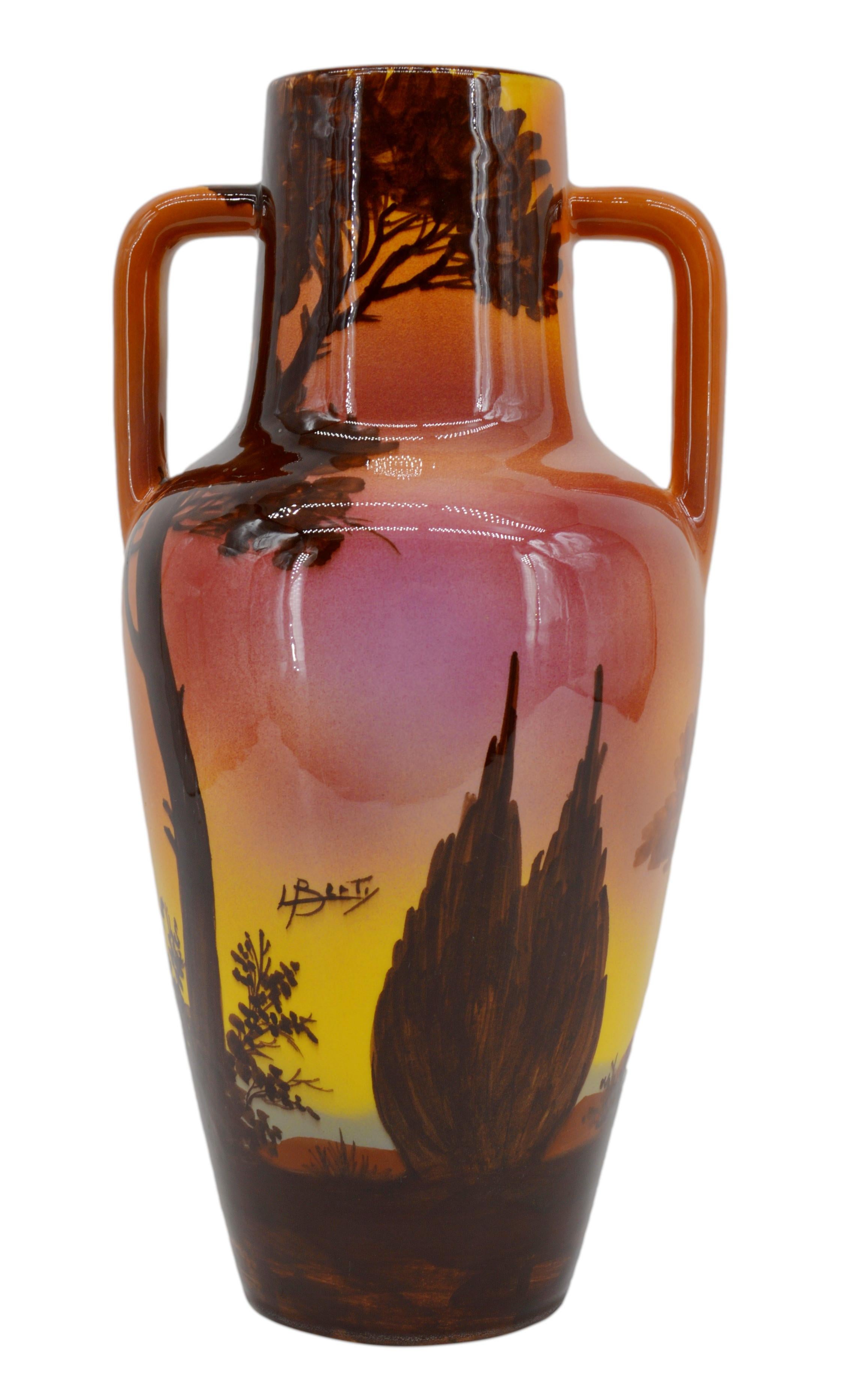 French Saint-Jean-du-Désert Cicada Vase, 1930-1939 For Sale