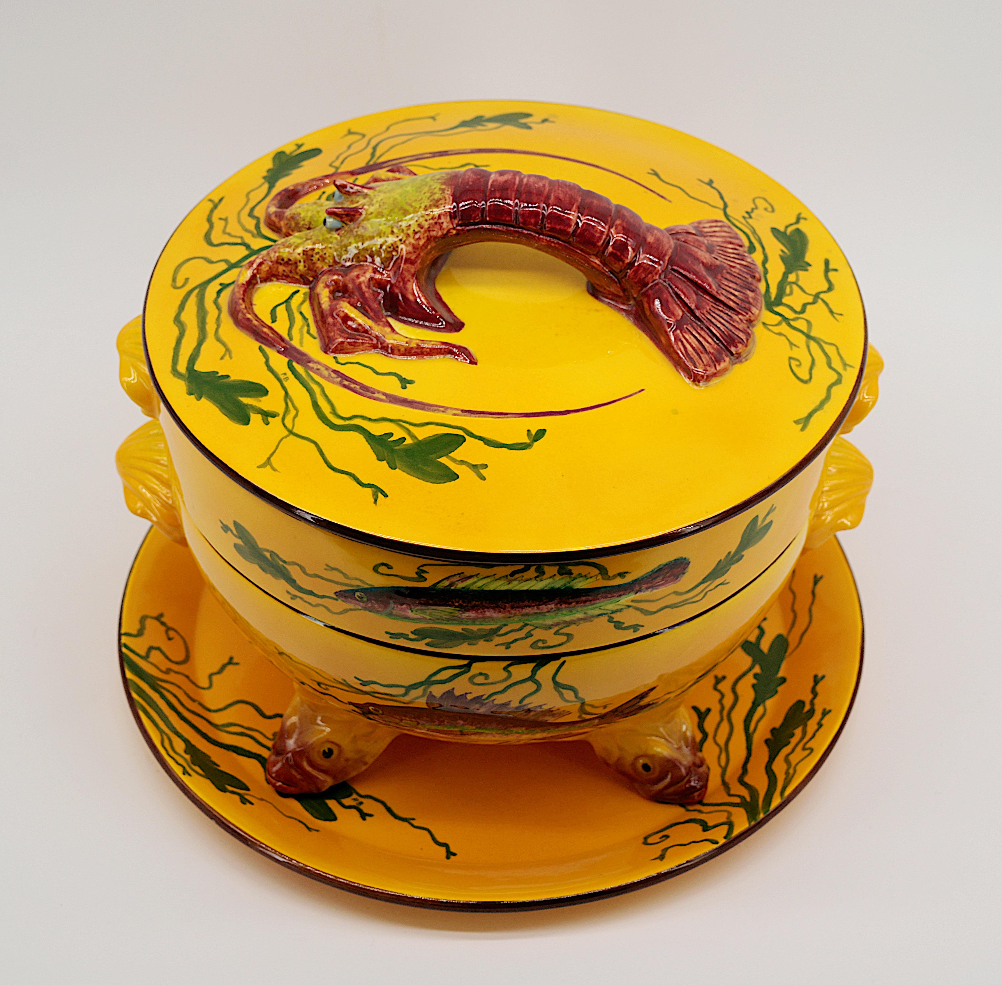 French Provincial Saint-jean-du-desert French Fish or Shellfish Tureen, Late 1940s For Sale