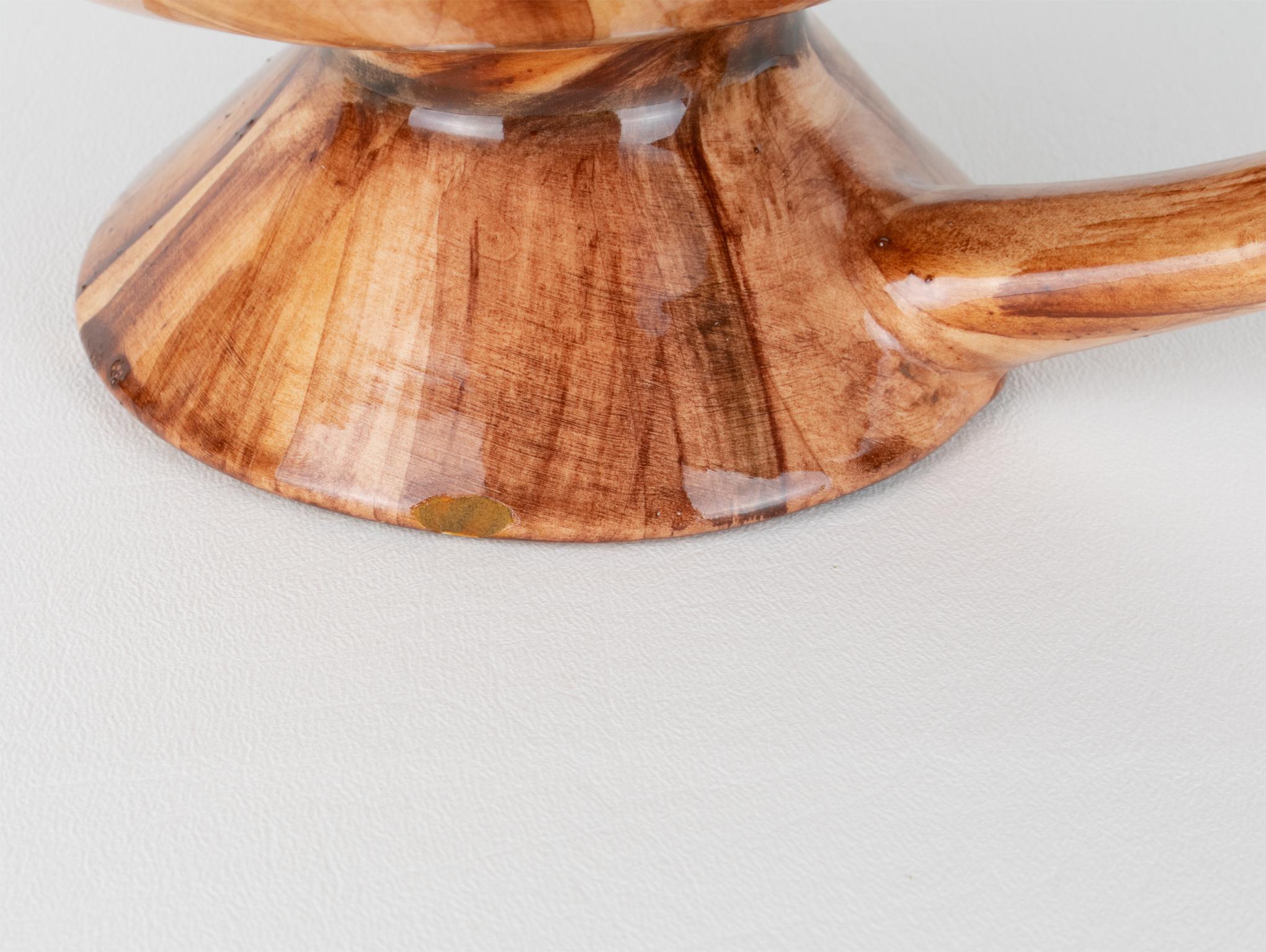 Saint-Jean-du-Desert, Marseille Mid-Century Ceramic Bowl, Faux-Wood Decor 4