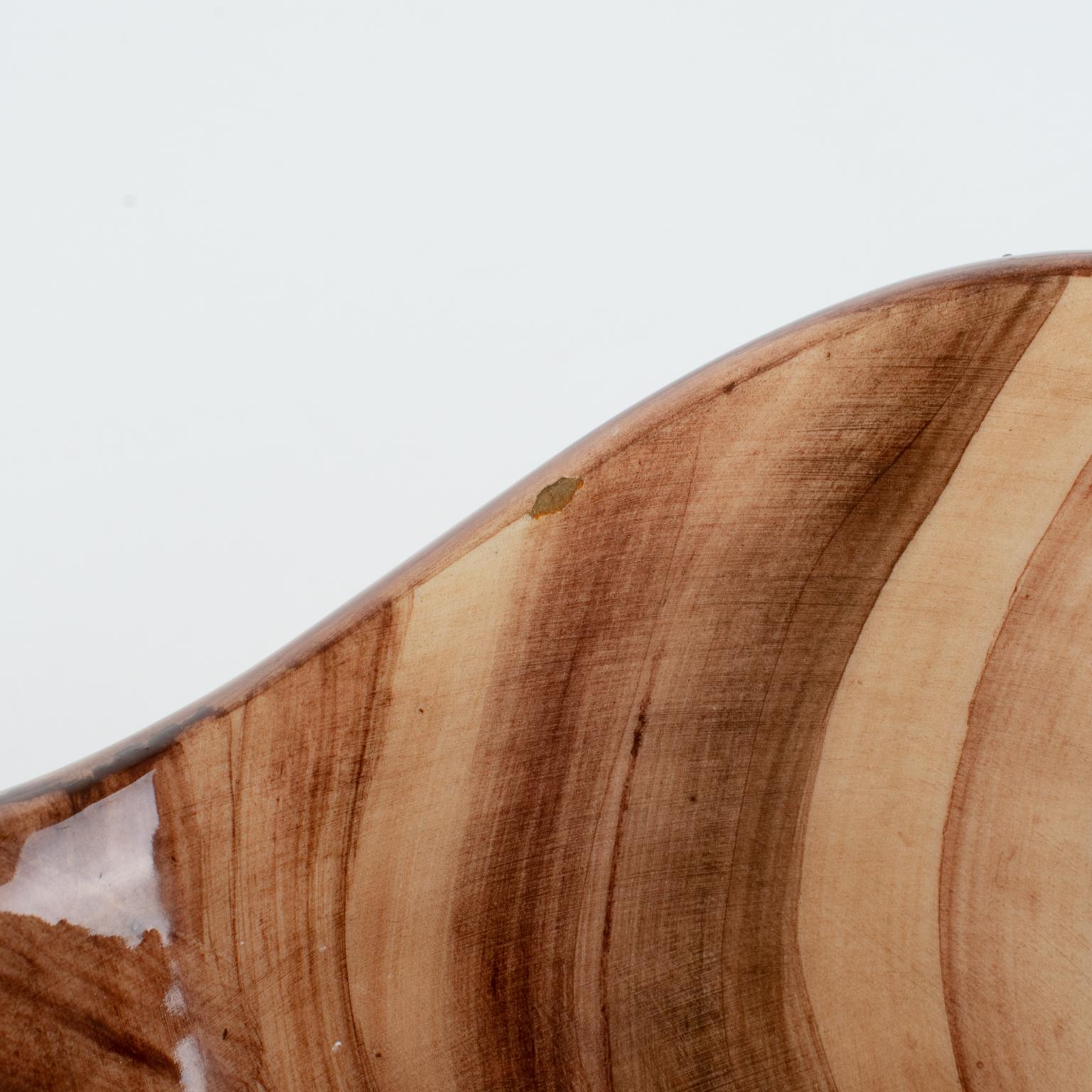 Saint-Jean-du-Desert, Marseille Mid-Century Ceramic Bowl, Faux-Wood Decor 5