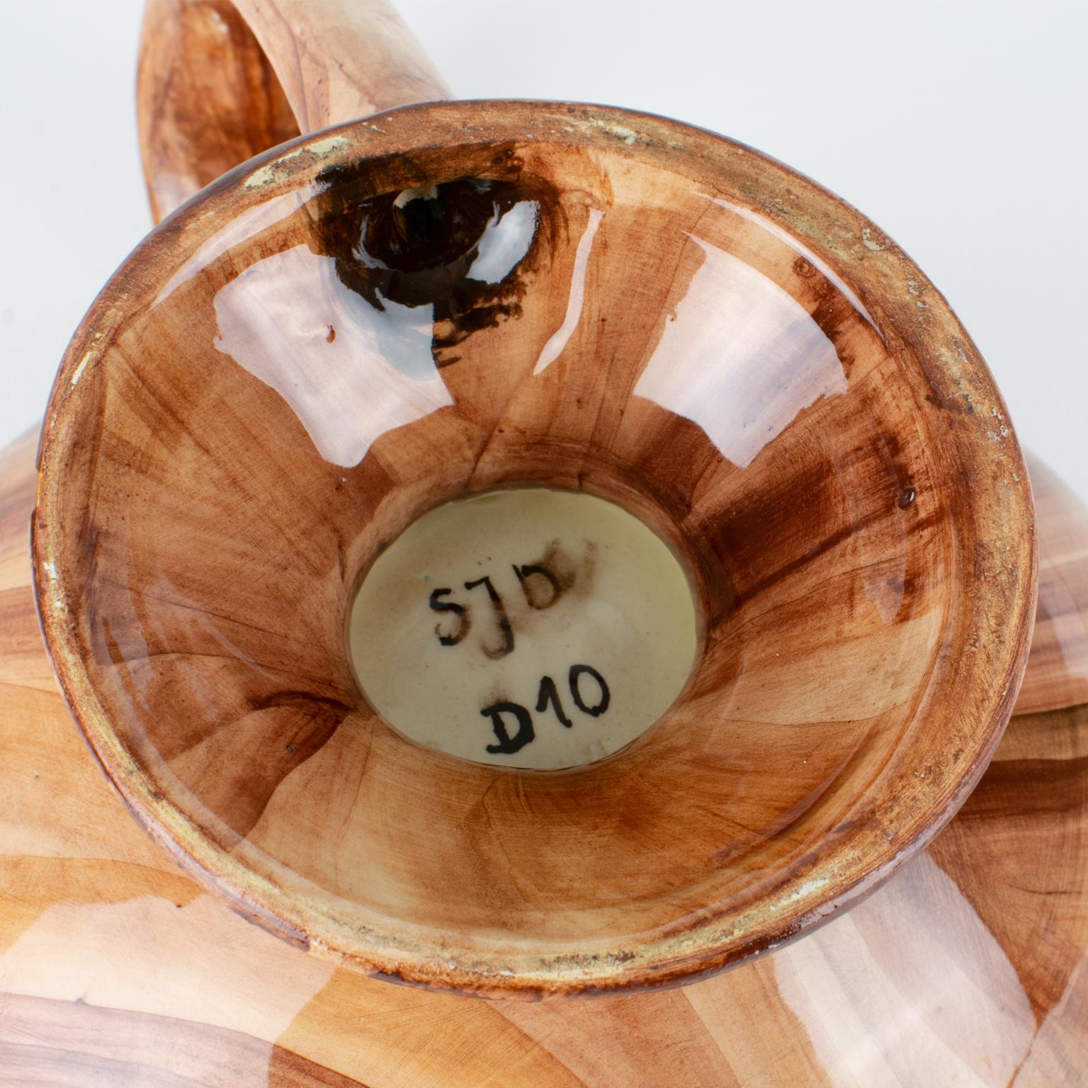 Saint-Jean-du-Desert, Marseille Mid-Century Ceramic Bowl, Faux-Wood Decor 2