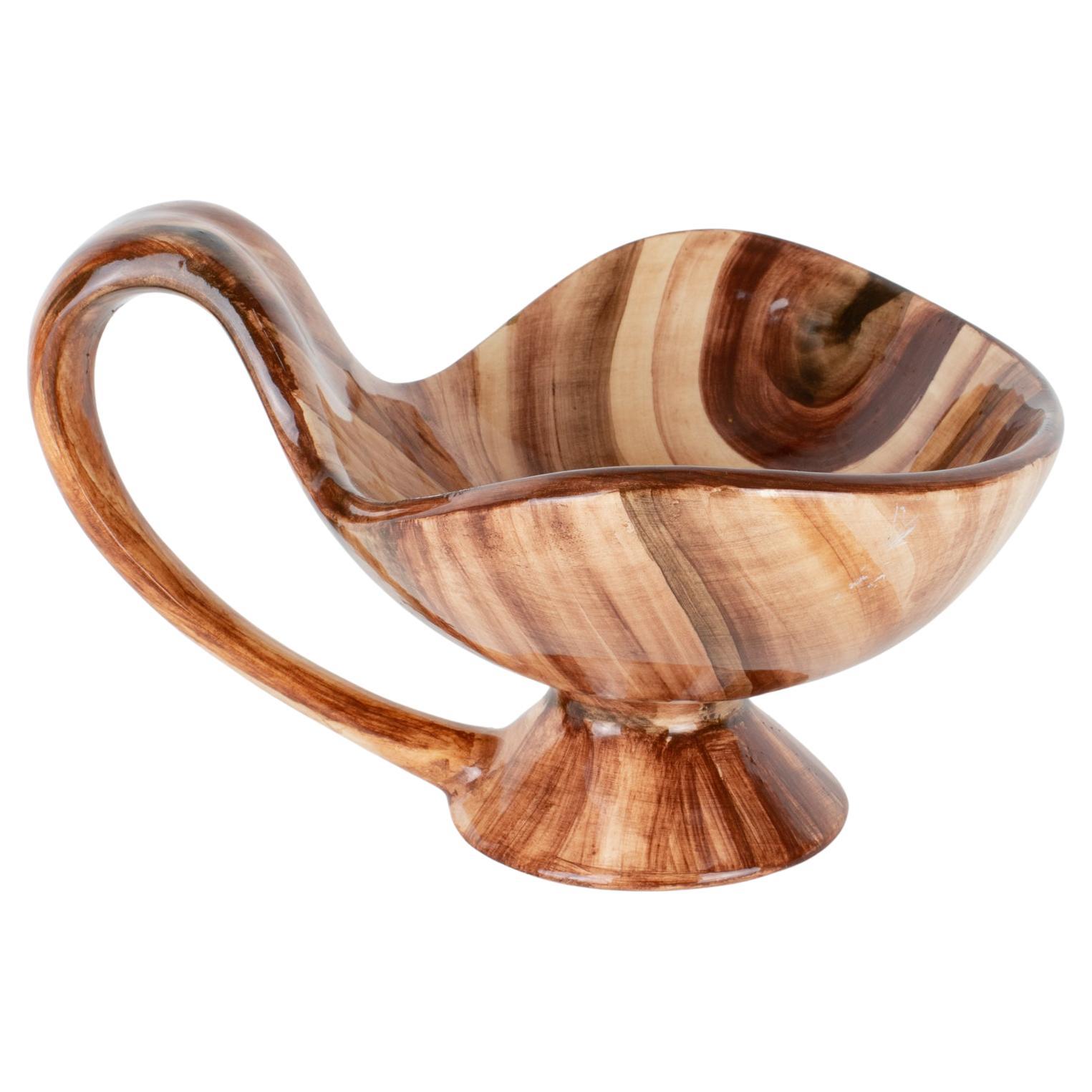 Saint-Jean-du-Desert, Marseille Mid-Century Ceramic Bowl, Faux-Wood Decor