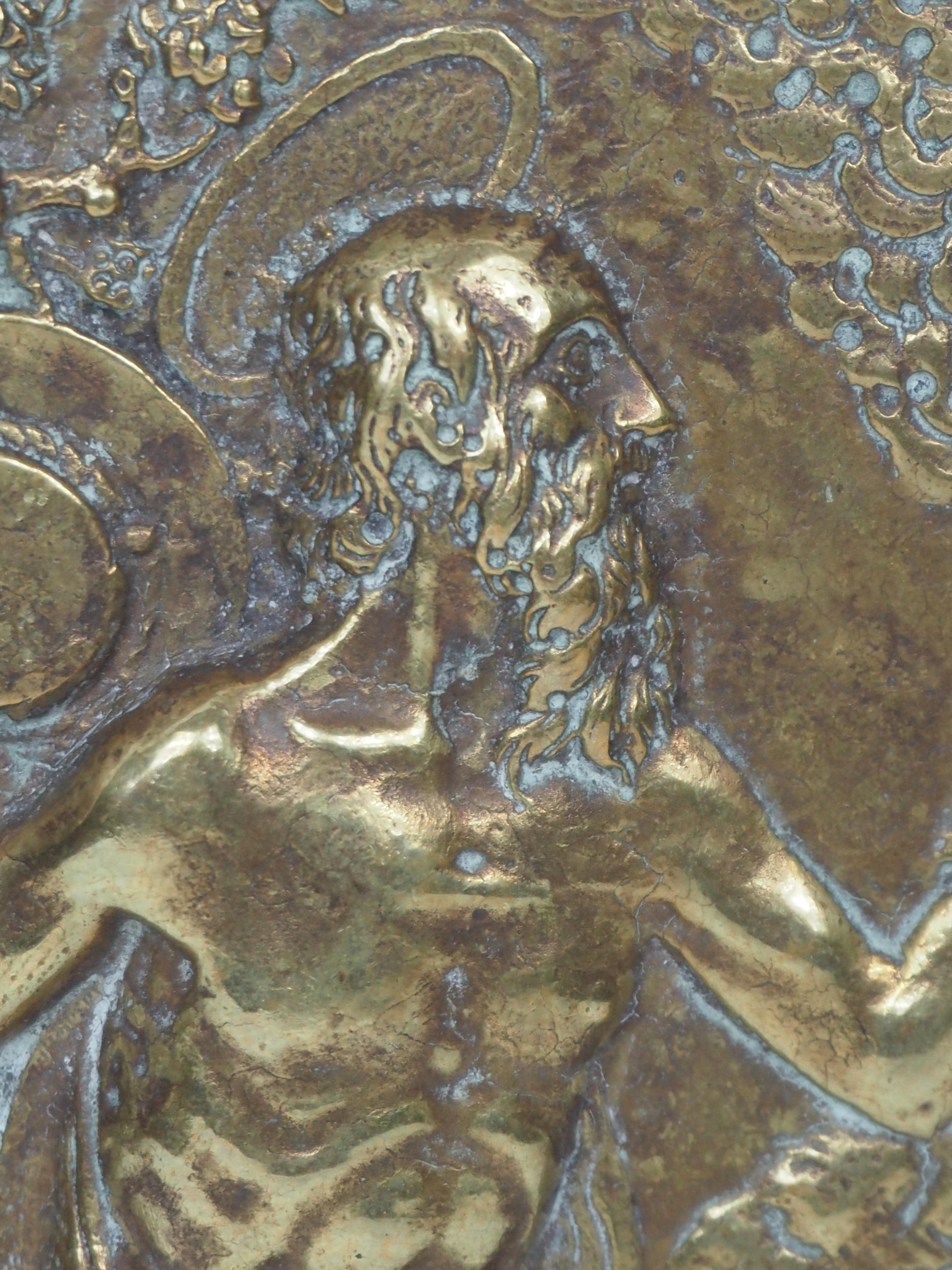 San Jerónimo en el desierto, Relieve en bronce fundido, Siglo XVI / XVII en venta 6