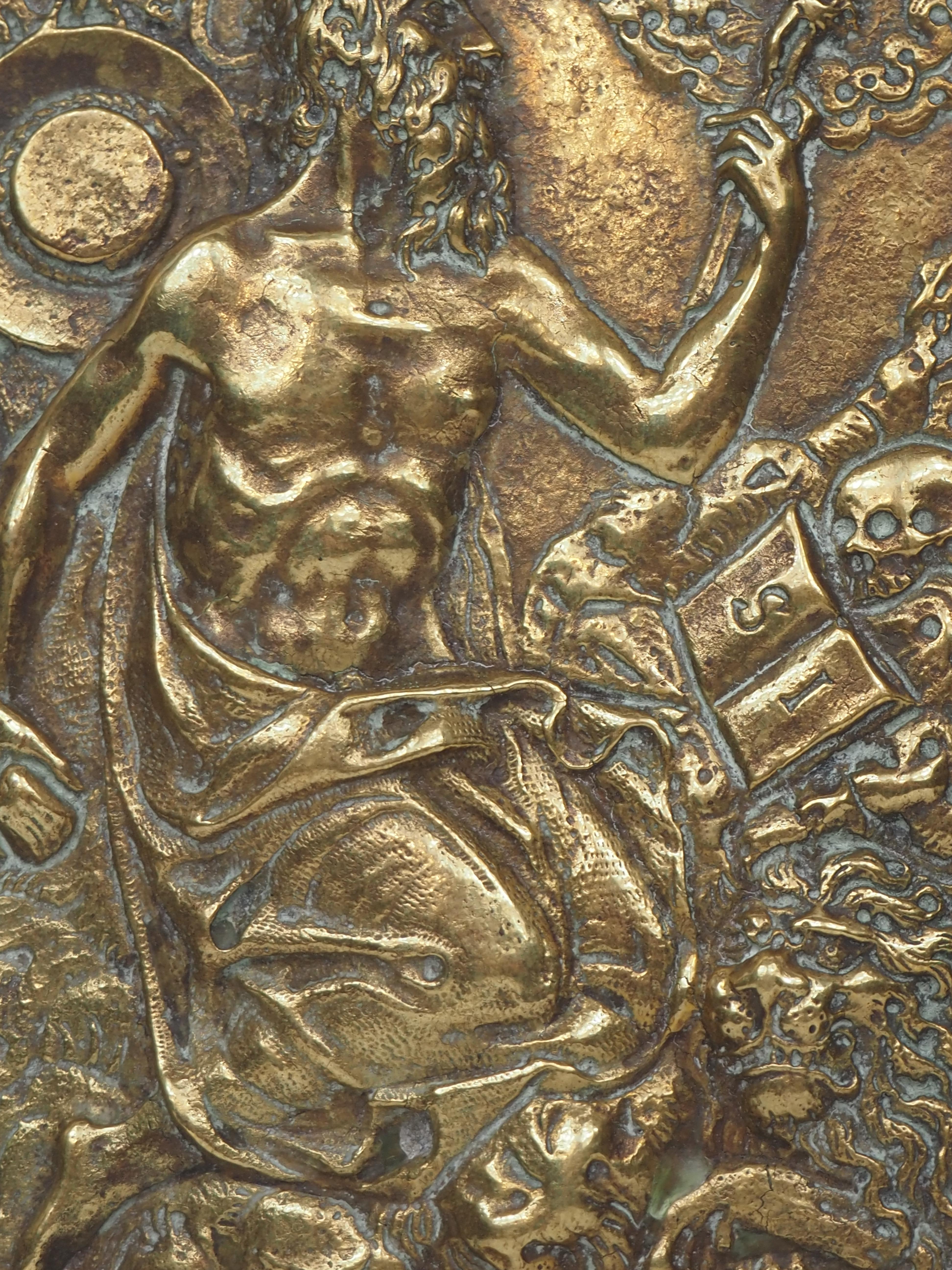 San Jerónimo en el desierto, Relieve en bronce fundido, Siglo XVI / XVII en venta 9