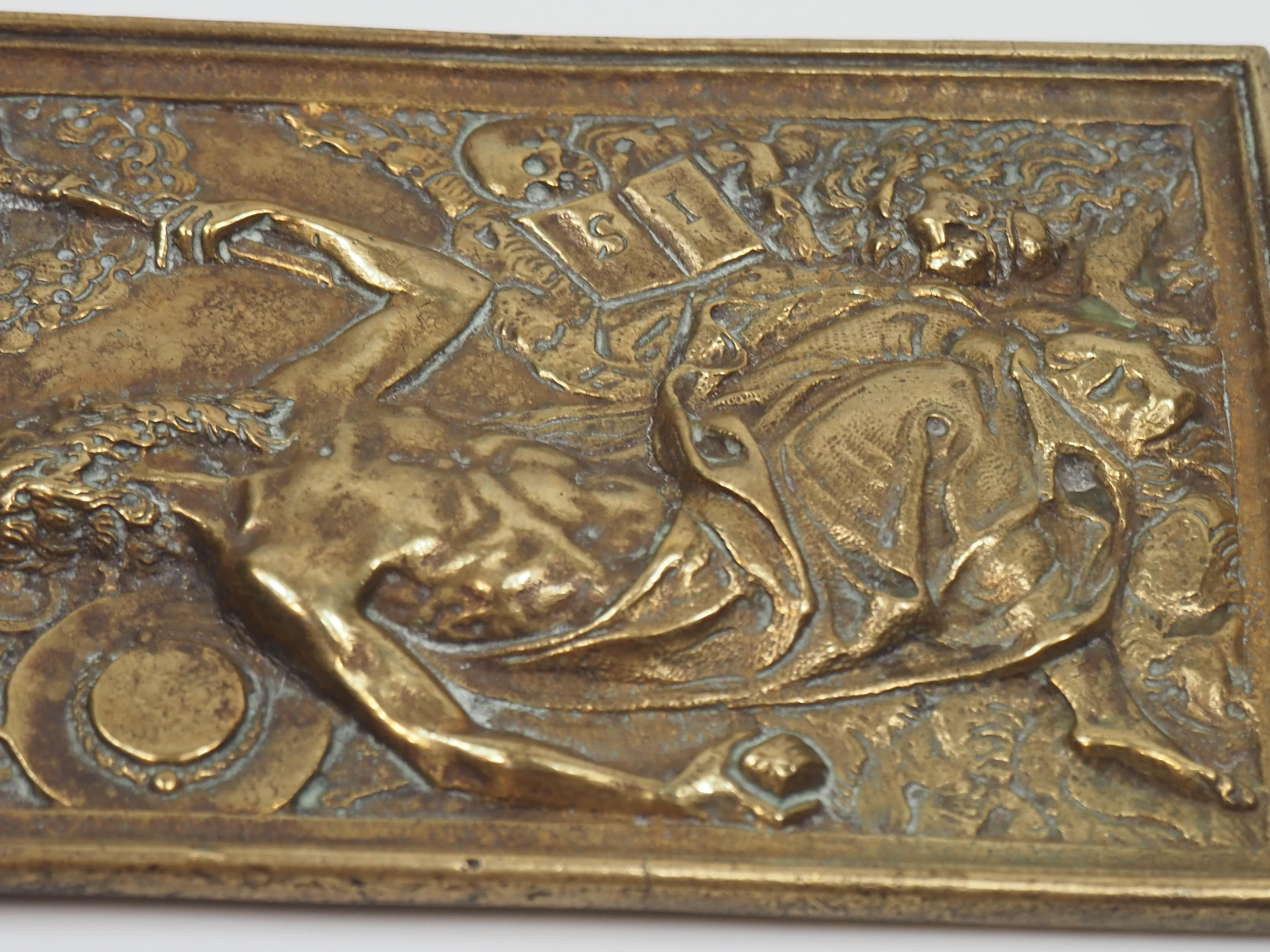 San Jerónimo en el desierto, Relieve en bronce fundido, Siglo XVI / XVII en venta 10