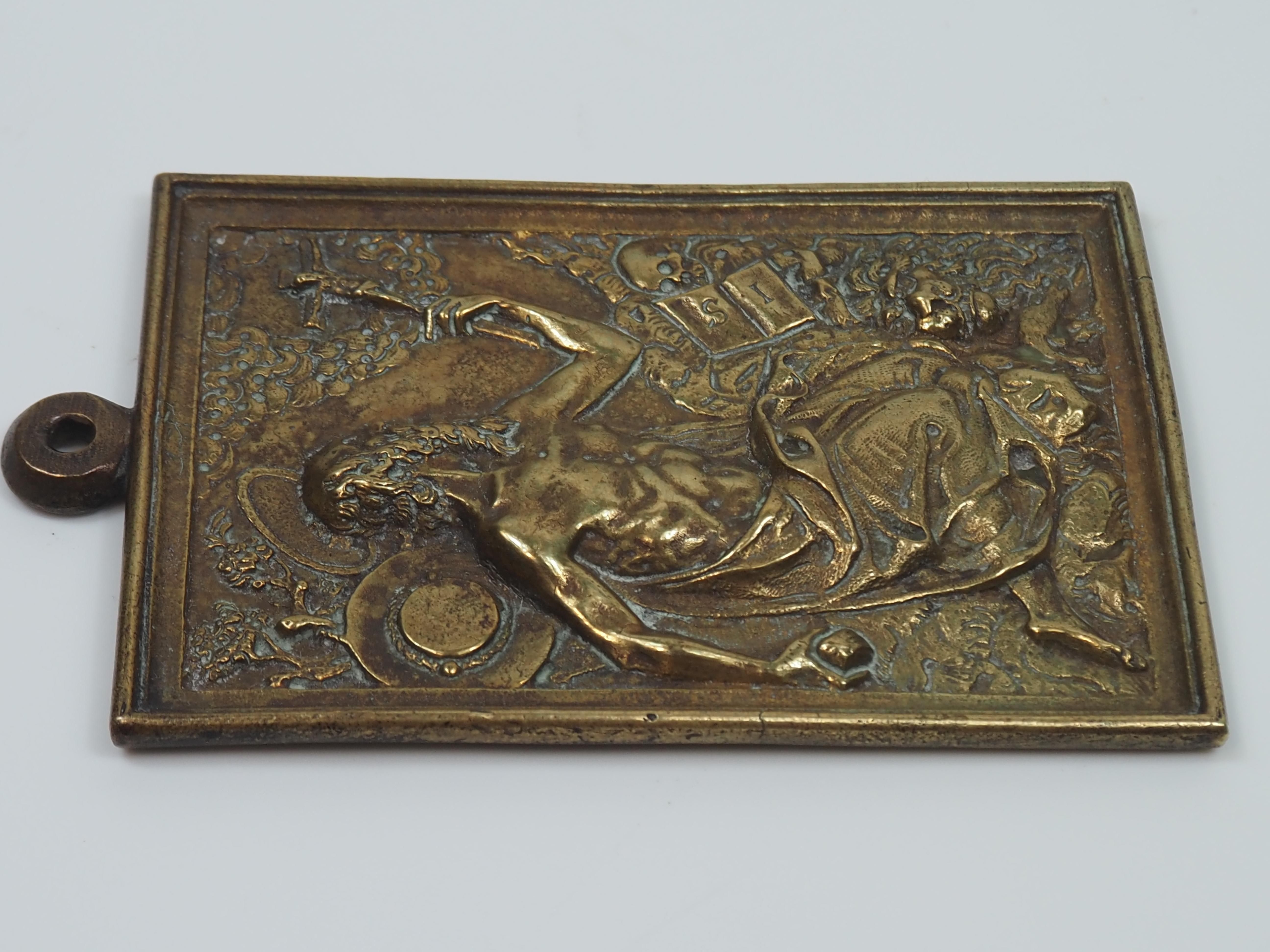 San Jerónimo en el desierto, Relieve en bronce fundido, Siglo XVI / XVII en venta 11
