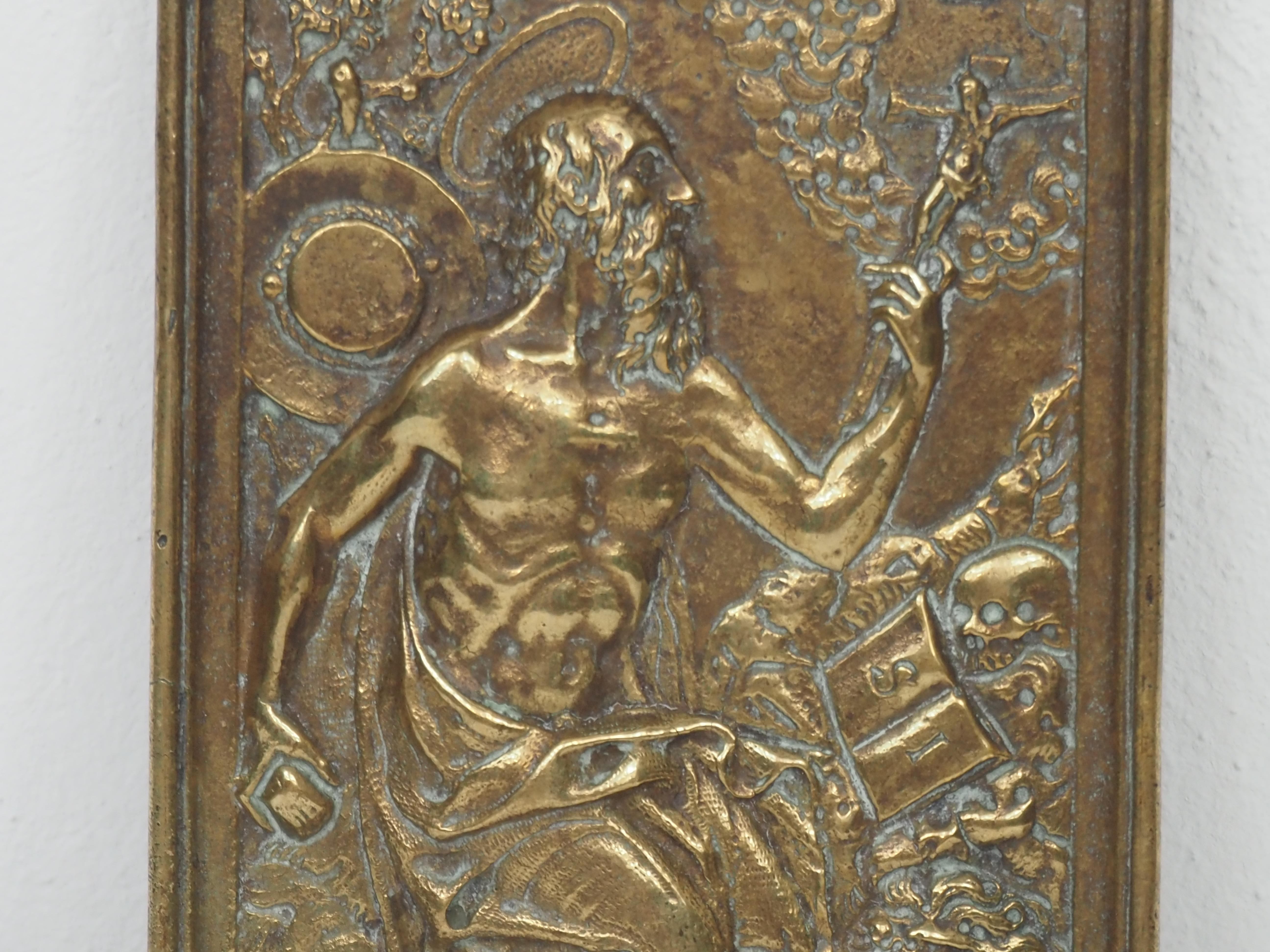 San Jerónimo en el desierto, Relieve en bronce fundido, Siglo XVI / XVII en venta 4