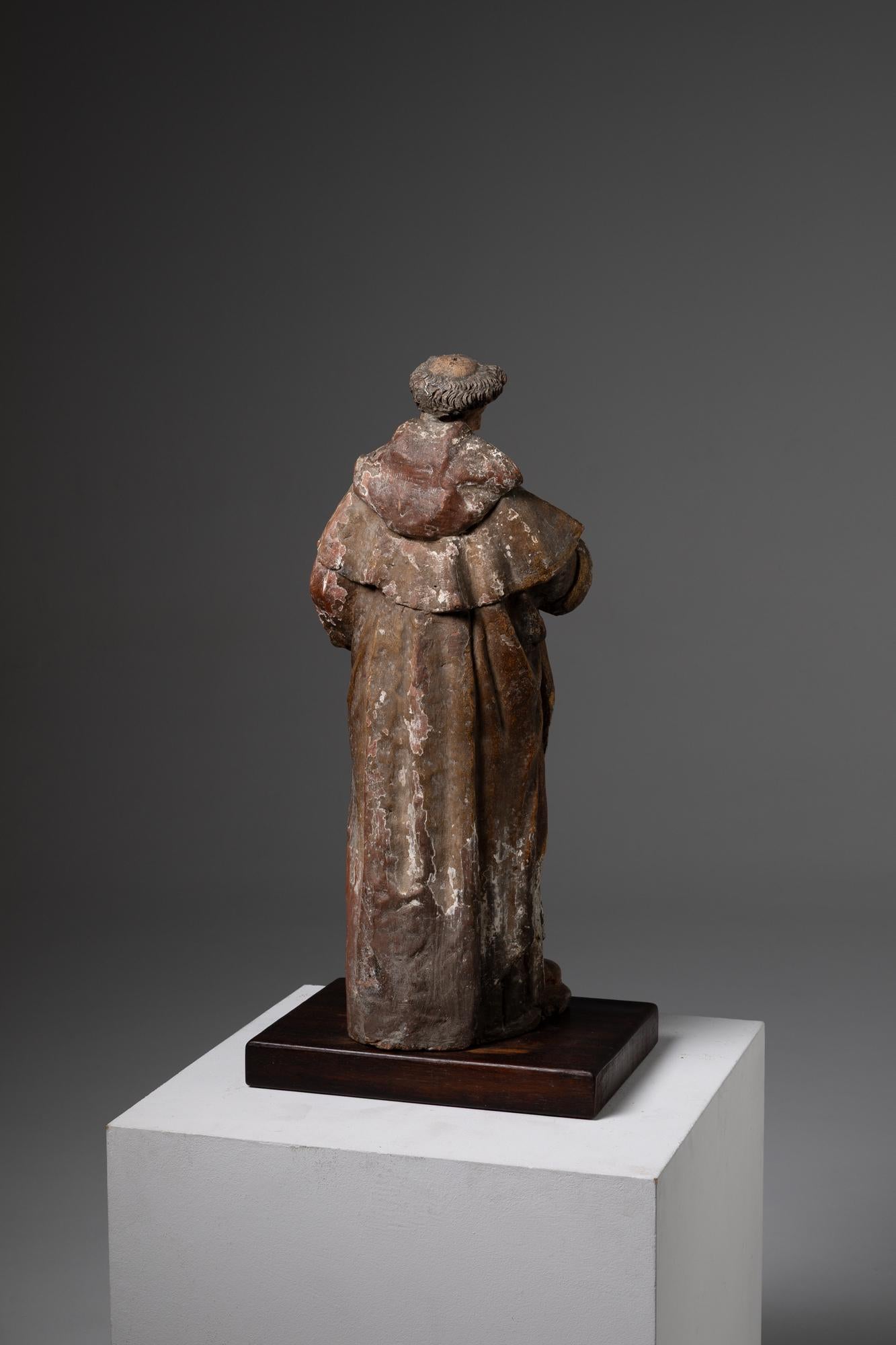 Hand-Crafted Saint John of the Cross, terracotta sculpture. France, 17th Century For Sale