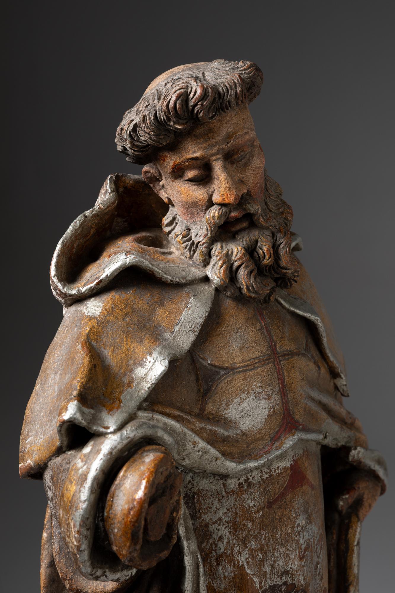 Terracotta Saint John of the Cross, terracotta sculpture. France, 17th Century For Sale