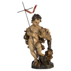 Antique Saint John the Baptist Sculpture, 18th Century