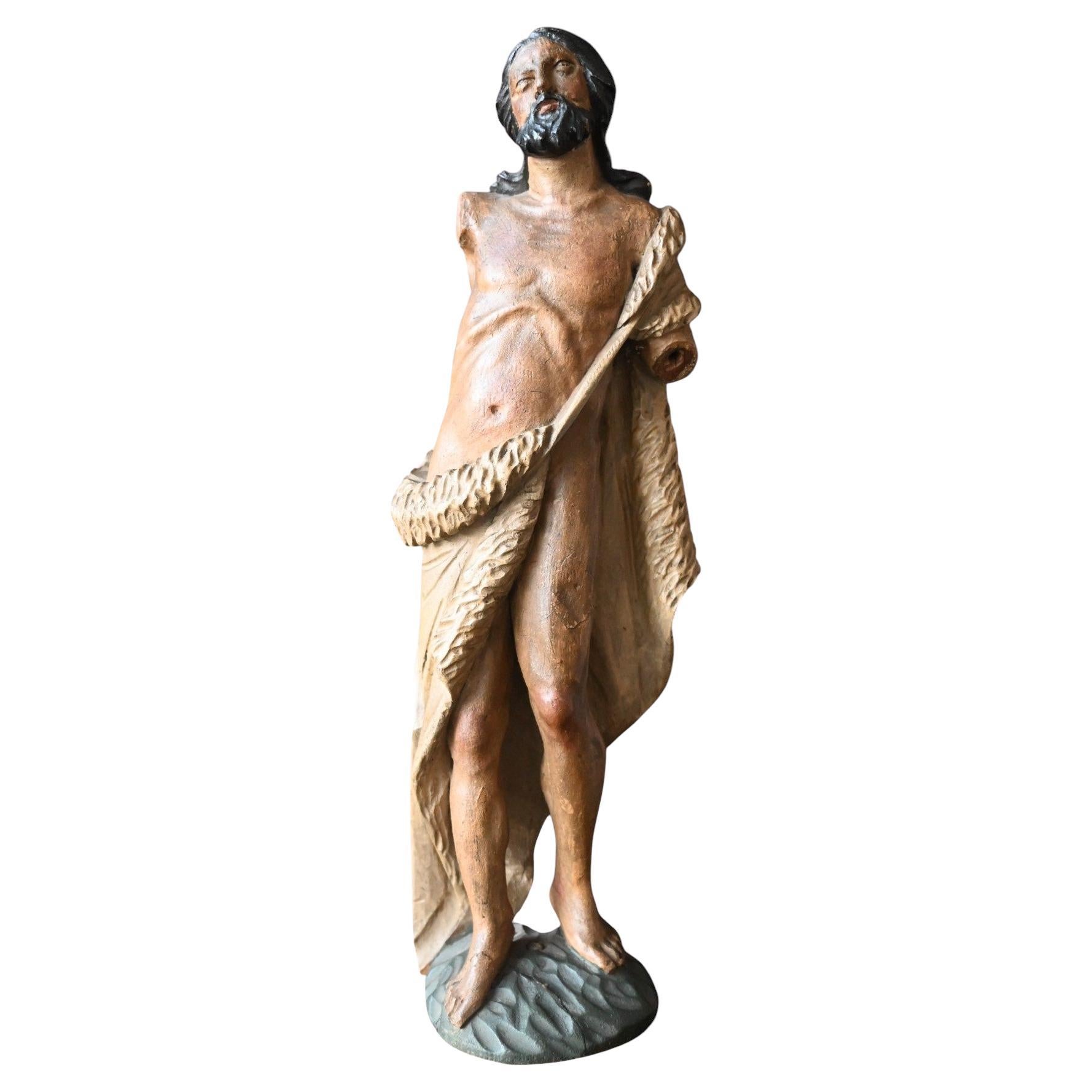 Saint John The Baptist statue  Carved  in Wood, 17th Century