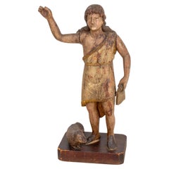 Saint John the Baptist Wood Sculpture, 19th Century