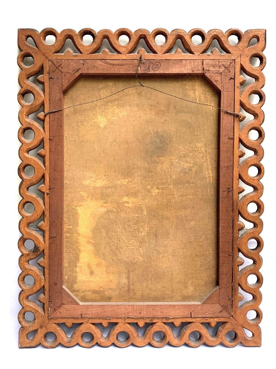 Questo squisito olio su tela peruviano del XVIII secolo è un esempio magistrale di arte Spanish Colonial (Peruvian), che incarna la profonda devozione e la raffinatezza artistica dell'epoca. Il dipinto raffigura San Giuseppe in un momento intimo di