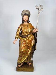 Saint Joseph sculpture in carved, gilded, and polychrome wood Andalusian
