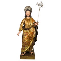Saint Joseph sculpture in carved, gilded, and polychrome wood Andalusian