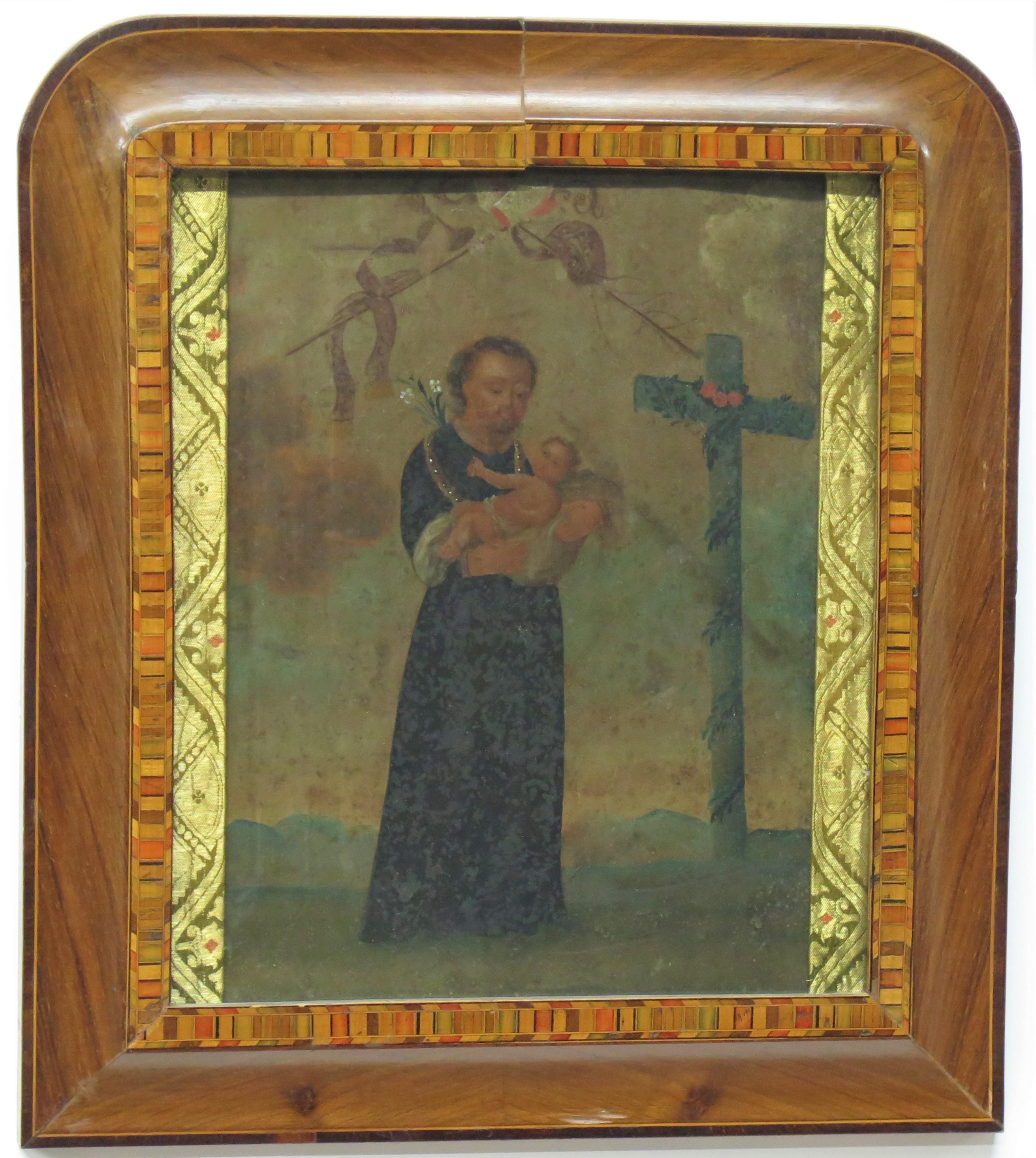 San Cayetan (St. Cajetan) and the Christ Child / Spanish Colonial Retablo 7