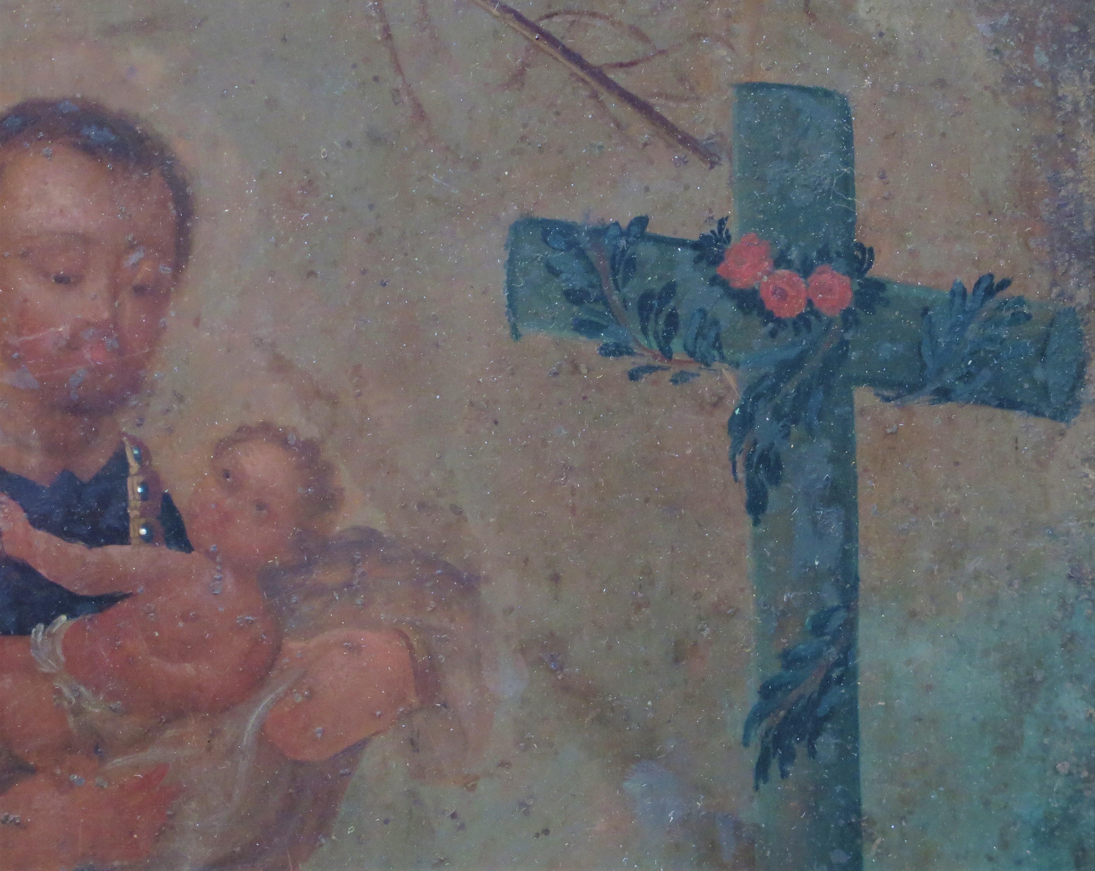 Tin San Cayetan (St. Cajetan) and the Christ Child / Spanish Colonial Retablo