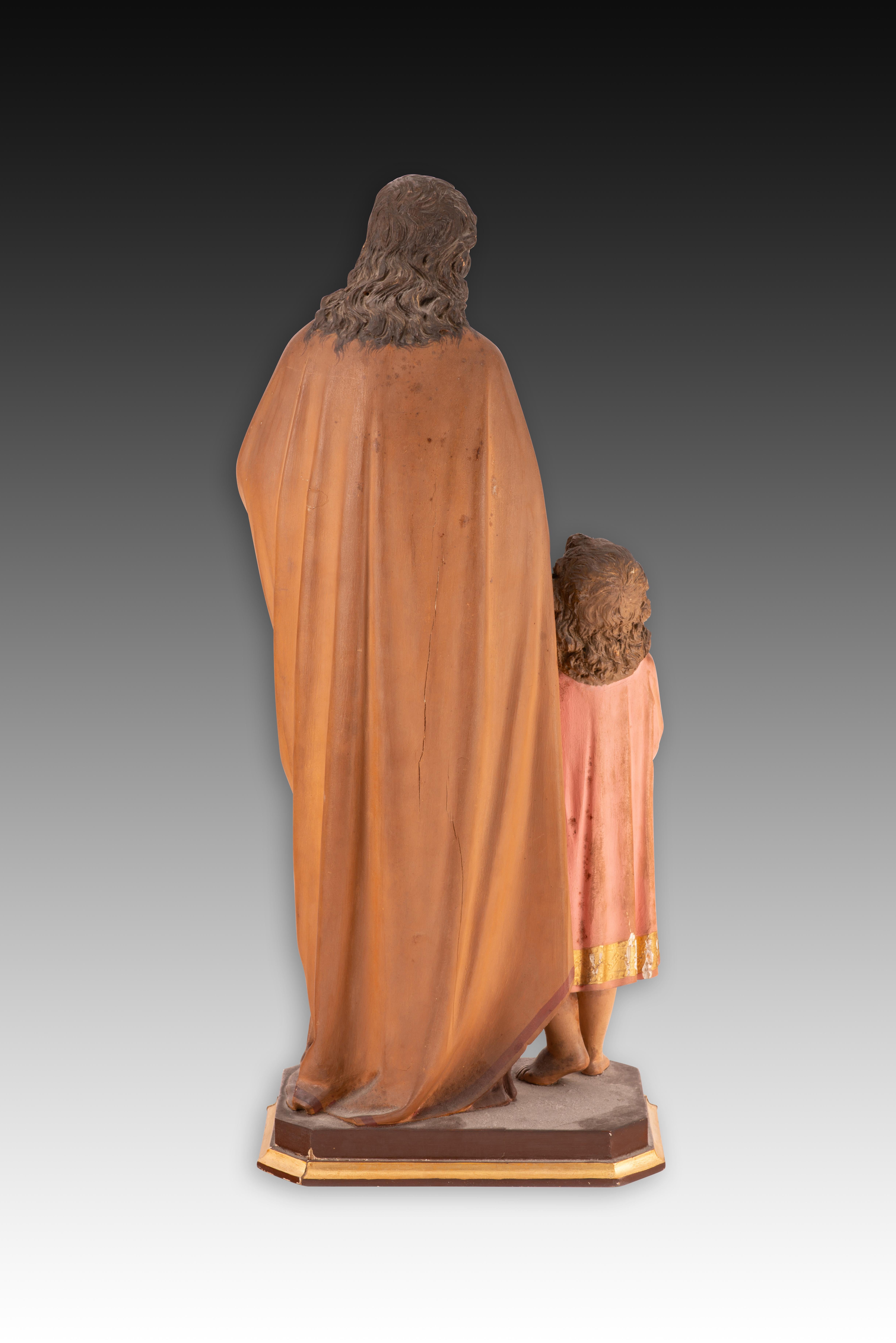 19th Century Saint Joseph with the Child Jesus. Polychrome wood. Spanish School, 19th c.