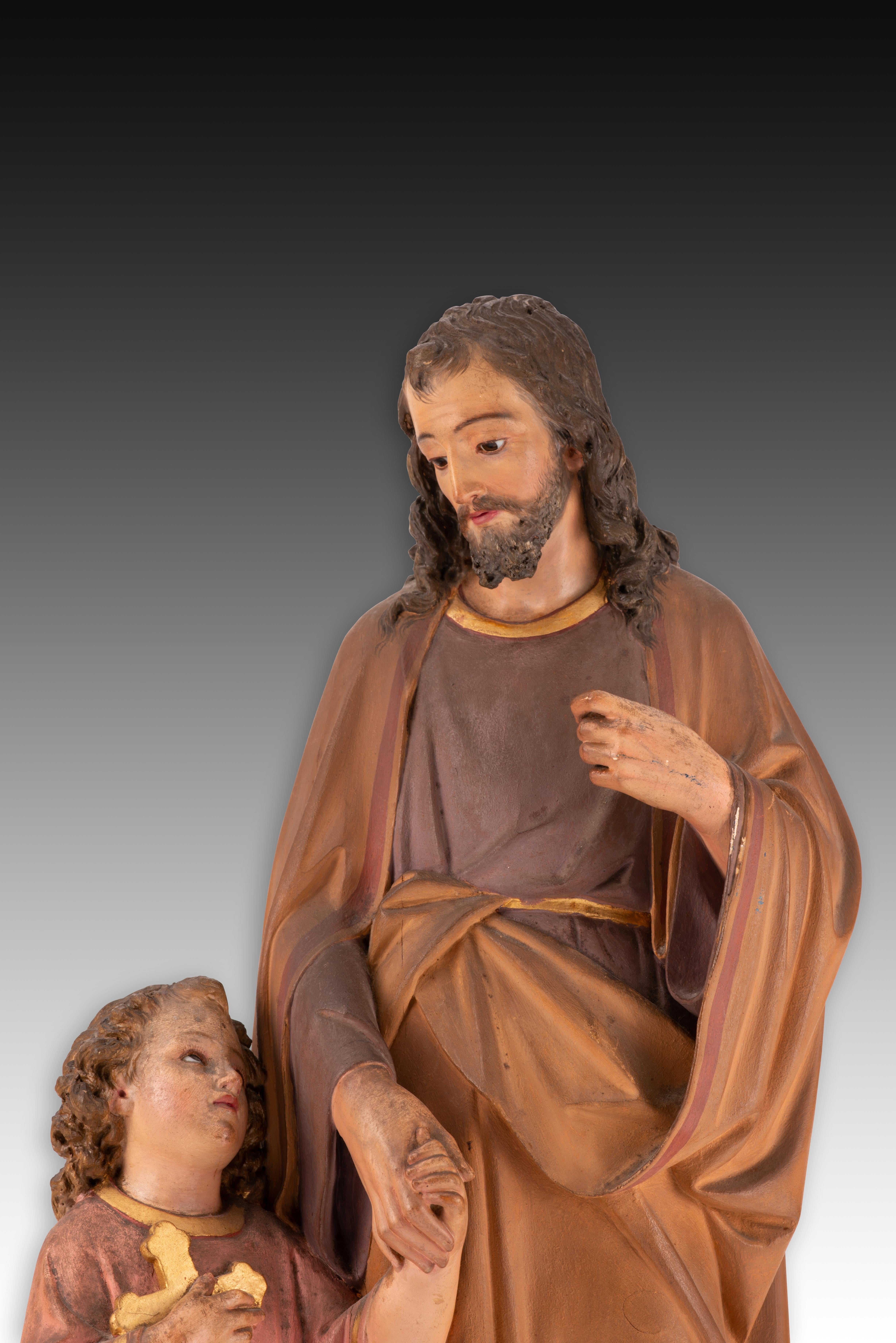 Saint Joseph with the Child Jesus. Polychrome wood. Spanish School, 19th c. 2