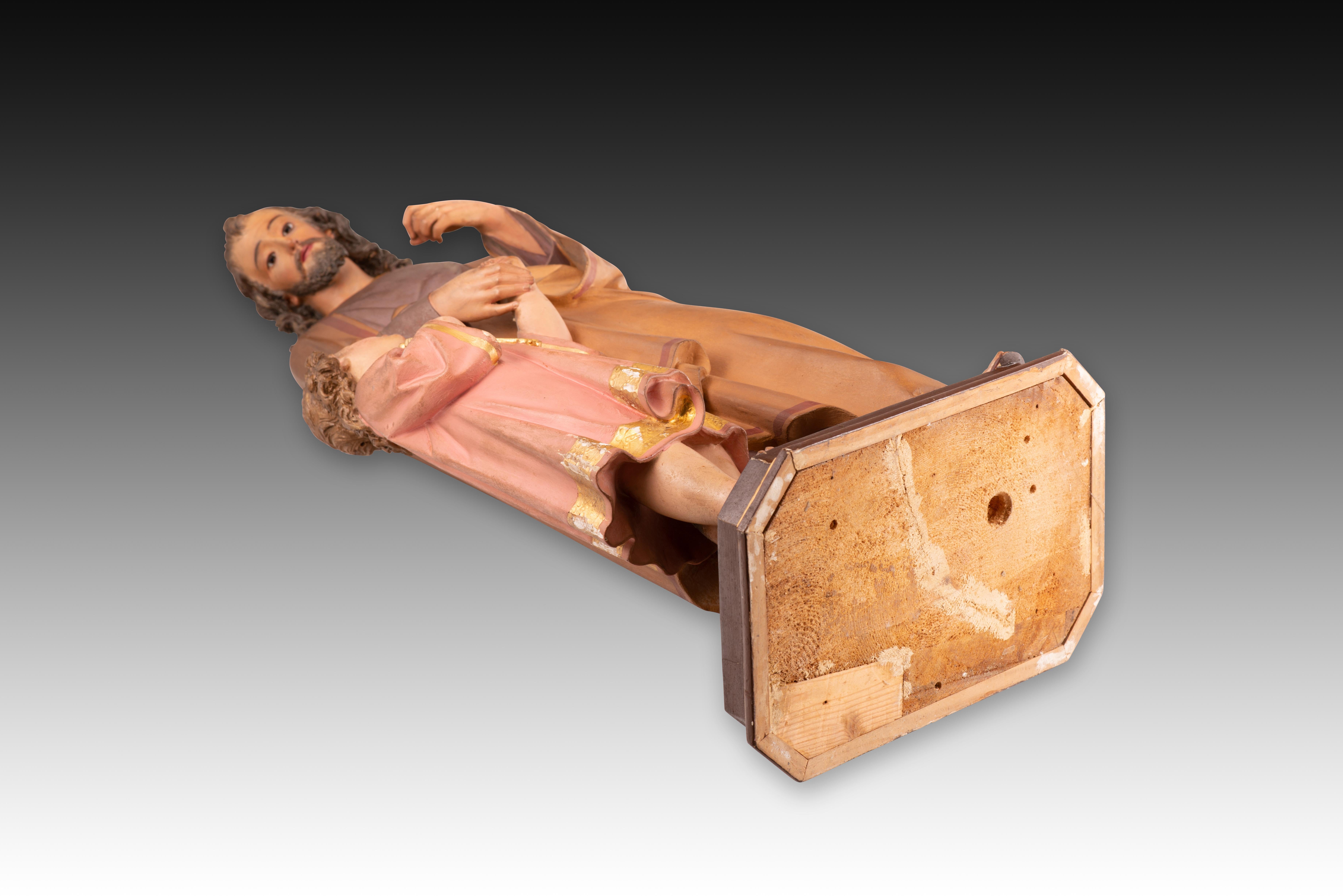 Saint Joseph with the Child Jesus. Polychrome wood. Spanish School, 19th c. 3