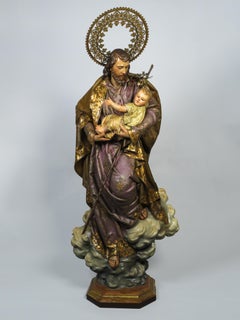 San José con el Niño, escultura de madera tallada y policromada, escuela catalana