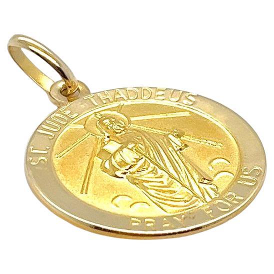 Saint Jude Medal Pendant or Charm in 18 Karat Yellow Gold