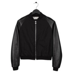 Saint Lauren 2012 Leather Sleeves Men Bomber Jacket by Hedi Slimane Size 48IT(M)