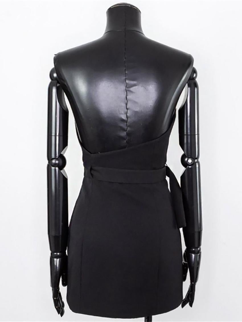 SAINT LAUREN BLACK MINI DRESS size 34 - XS In Excellent Condition In Montgomery, TX