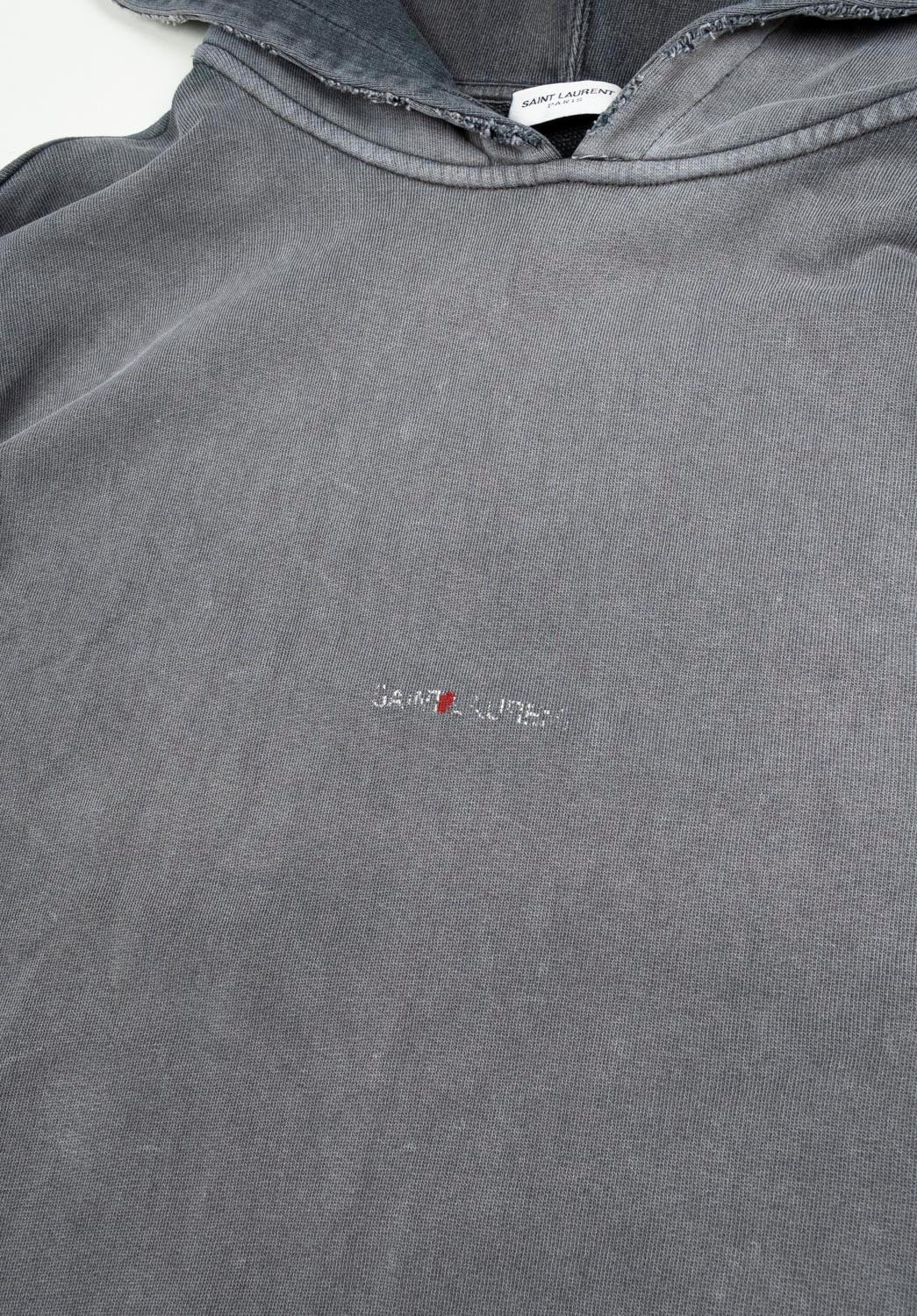 Gray Saint Lauren hoodie logo Men sweatshirt top Jumper Size L. S933 For Sale