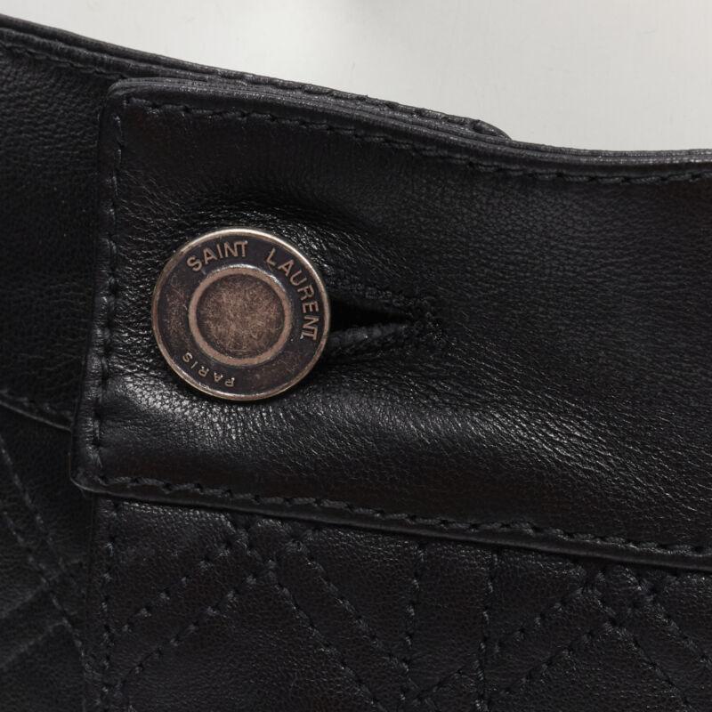 SAINT LAURENT 100% lambskin leather black quilted high waisted shorts FR36 S
Reference: AAWC/A00314
Brand: Saint Laurent
Designer: Anthony Vaccarello
Material: Lambskin Leather
Color: Black
Pattern: Solid
Closure: Zip Fly
Lining:  Fabric
Made in:
