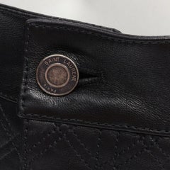 SAINT LAURENT 100% lambskin leather black quilted high waisted shorts FR36 S