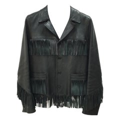 Saint Laurent 15FW Veste en cuir à franges Taille 40