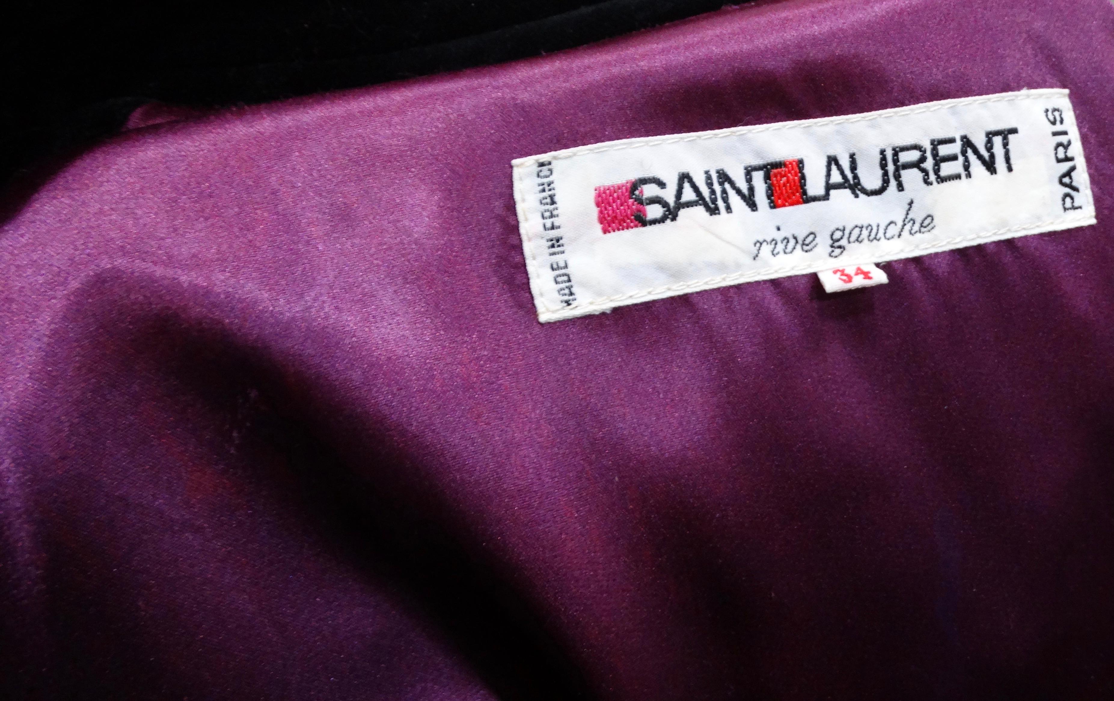 Saint Laurent 1980s Glamour Purple Puff Sleeve Coat With Black Collar For Sale 8