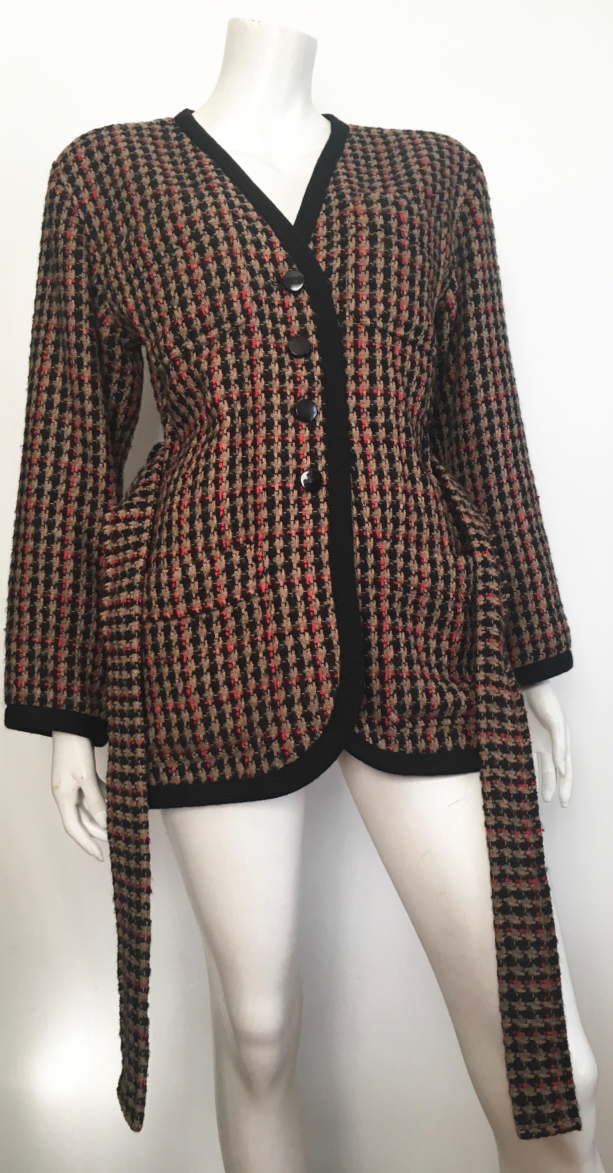 Saint Laurent 1980s Wool Belted Jacket Size 6. 5