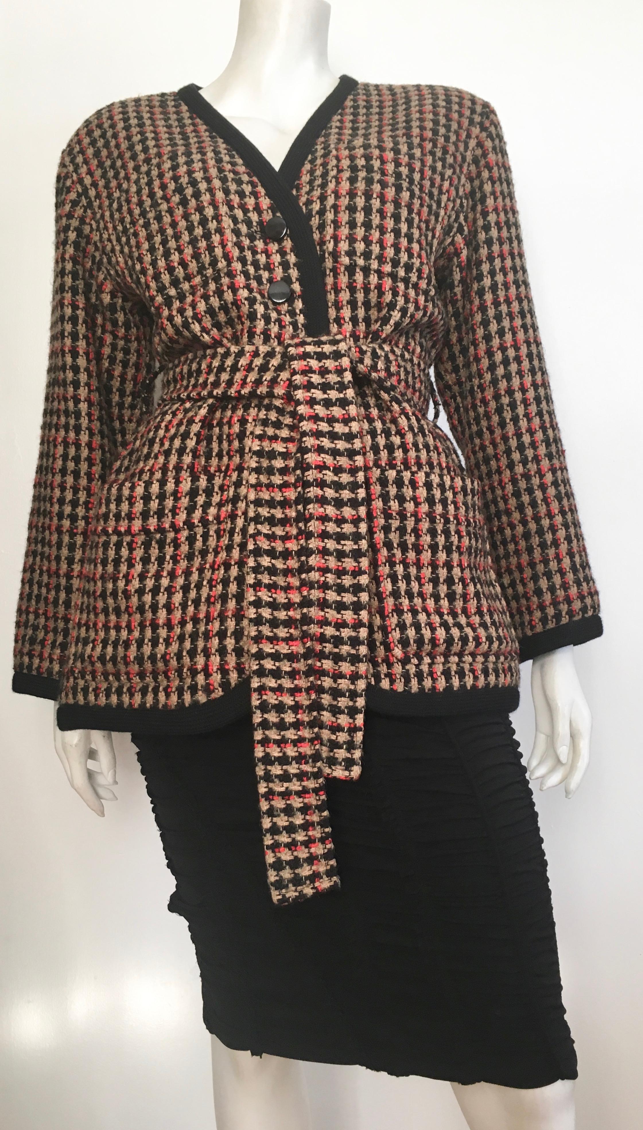 Saint Laurent 1980s Wool Belted Jacket Size 6. 12