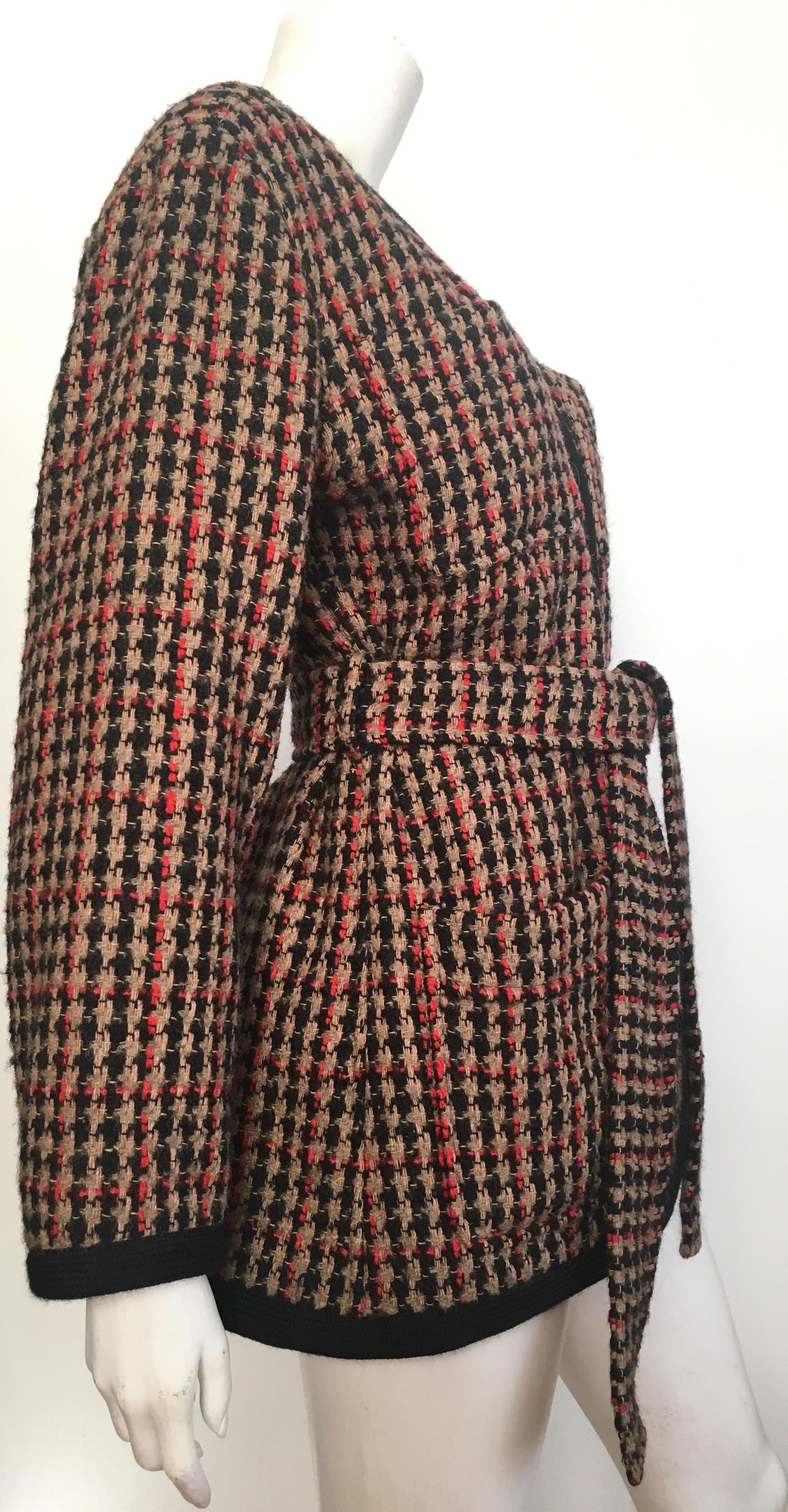 Saint Laurent 1980s Wool Belted Jacket Size 6. In Good Condition In Atlanta, GA
